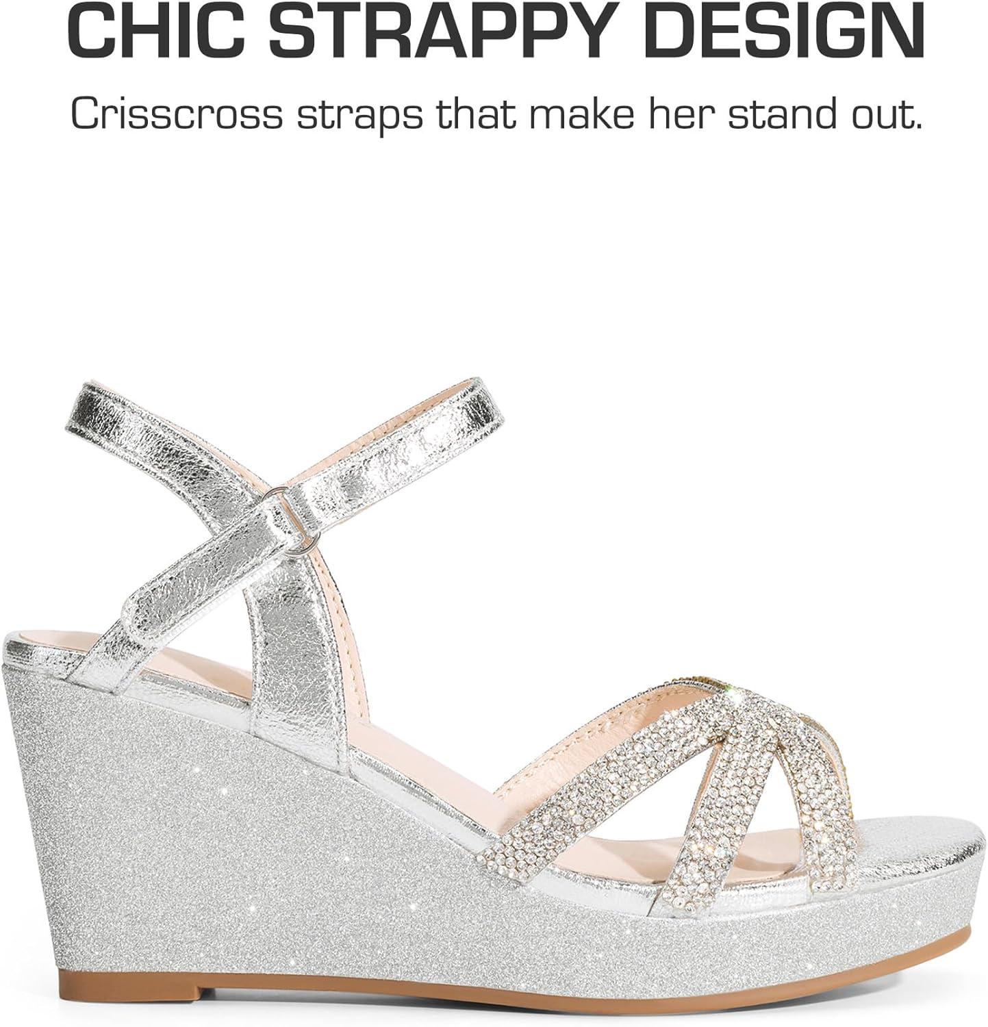 imageDREAM PAIRS Girls Wedge Sandals Flatform Open Toe Summer Platform Sandals Flower Wedding Party for Little KidBig KidSilver