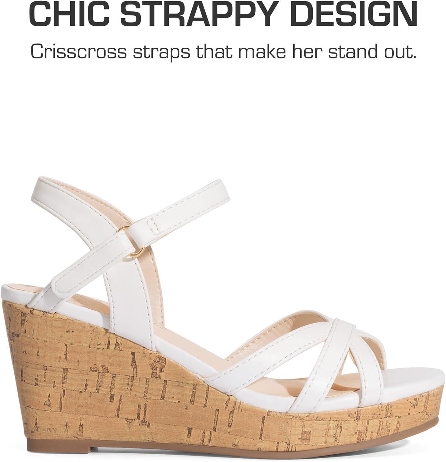 imageDREAM PAIRS Girls Wedge Sandals Flatform Open Toe Summer Platform Sandals Flower Wedding Party for Little KidBig KidWhite