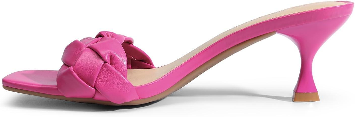 imageDREAM PAIRS Heels for Women Rhinestone Open Toe Low Kitten Heels Sexy Stilettos Heels Pump Sandals Party Evening Prom Dance Dress ShoesHot Pinkpu