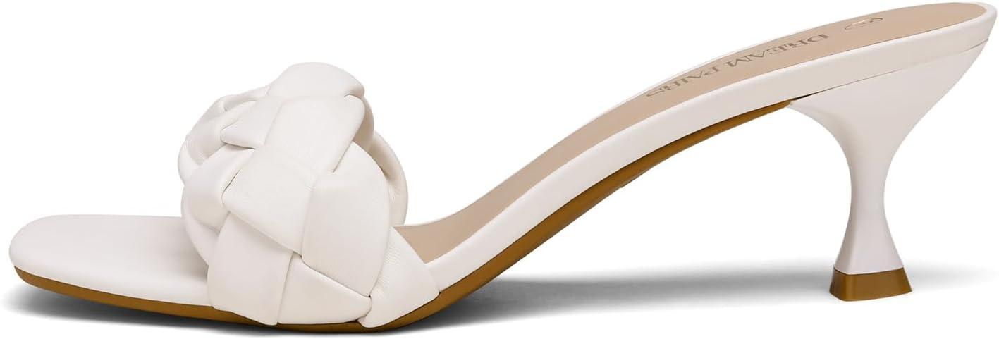 imageDREAM PAIRS Heels for Women Rhinestone Open Toe Low Kitten Heels Sexy Stilettos Heels Pump Sandals Party Evening Prom Dance Dress ShoesWhitePu