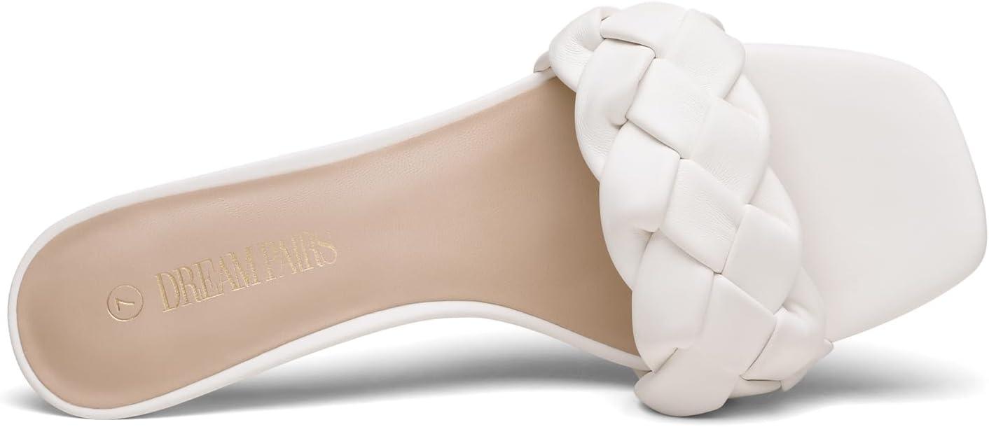 imageDREAM PAIRS Heels for Women Rhinestone Open Toe Low Kitten Heels Sexy Stilettos Heels Pump Sandals Party Evening Prom Dance Dress ShoesWhitePu