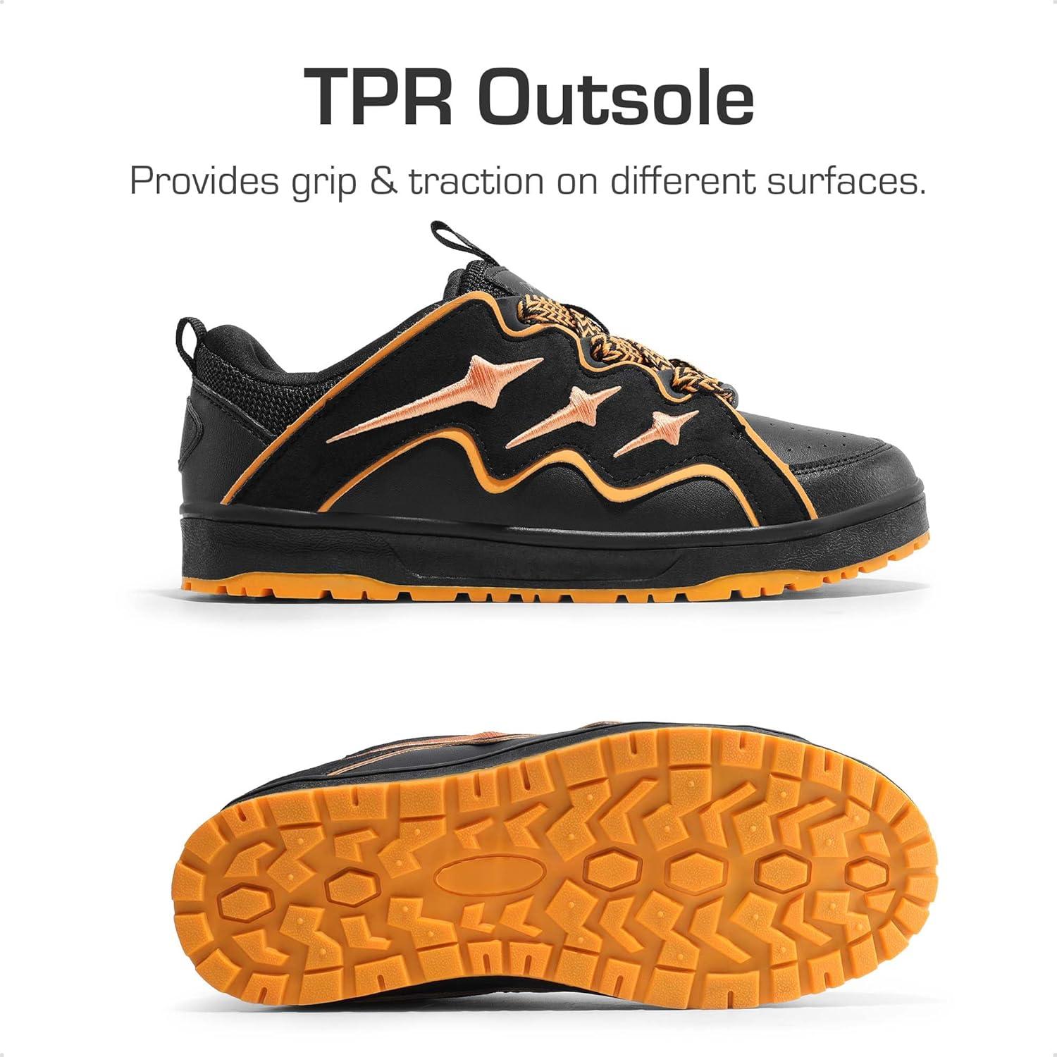 imageDREAM PAIRS Kid Shoes Boys Girls Sneakers Lace Up Skate Shoes Durable Walking Casual ShoesBlackOrange