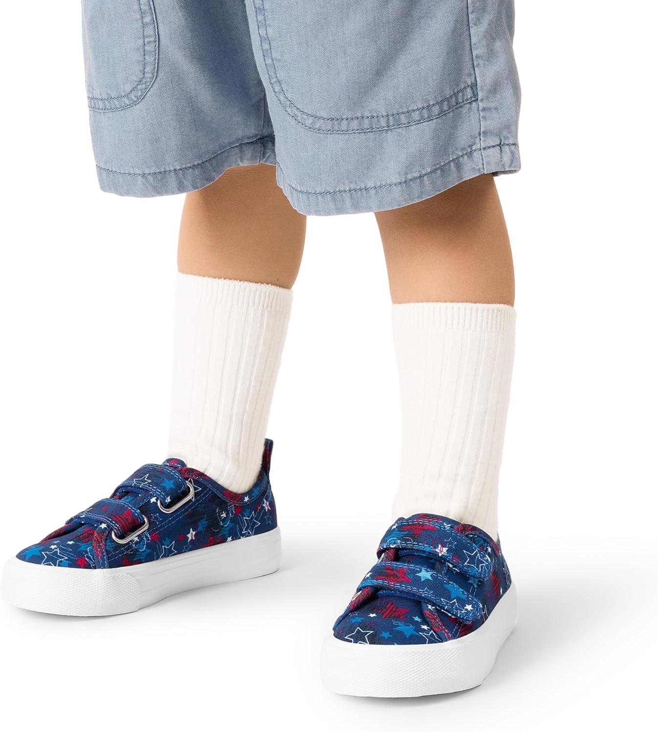 imageDREAM PAIRS Kid Toddler Sneakers Boys Girls Canvas with Cartoon Dual Hook and Loops for School WalkingNavyStar