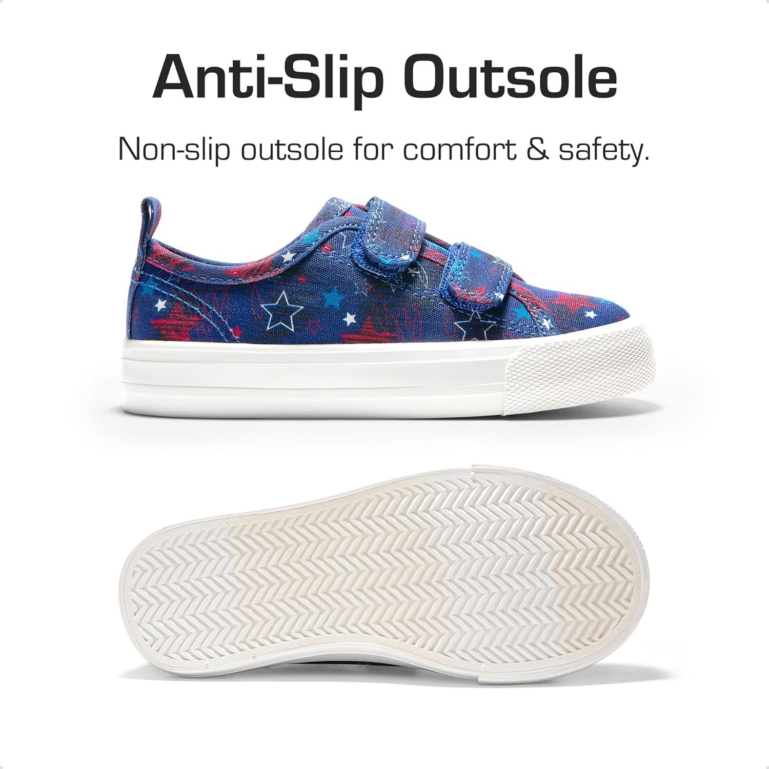 imageDREAM PAIRS Kid Toddler Sneakers Boys Girls Canvas with Cartoon Dual Hook and Loops for School WalkingNavyStar