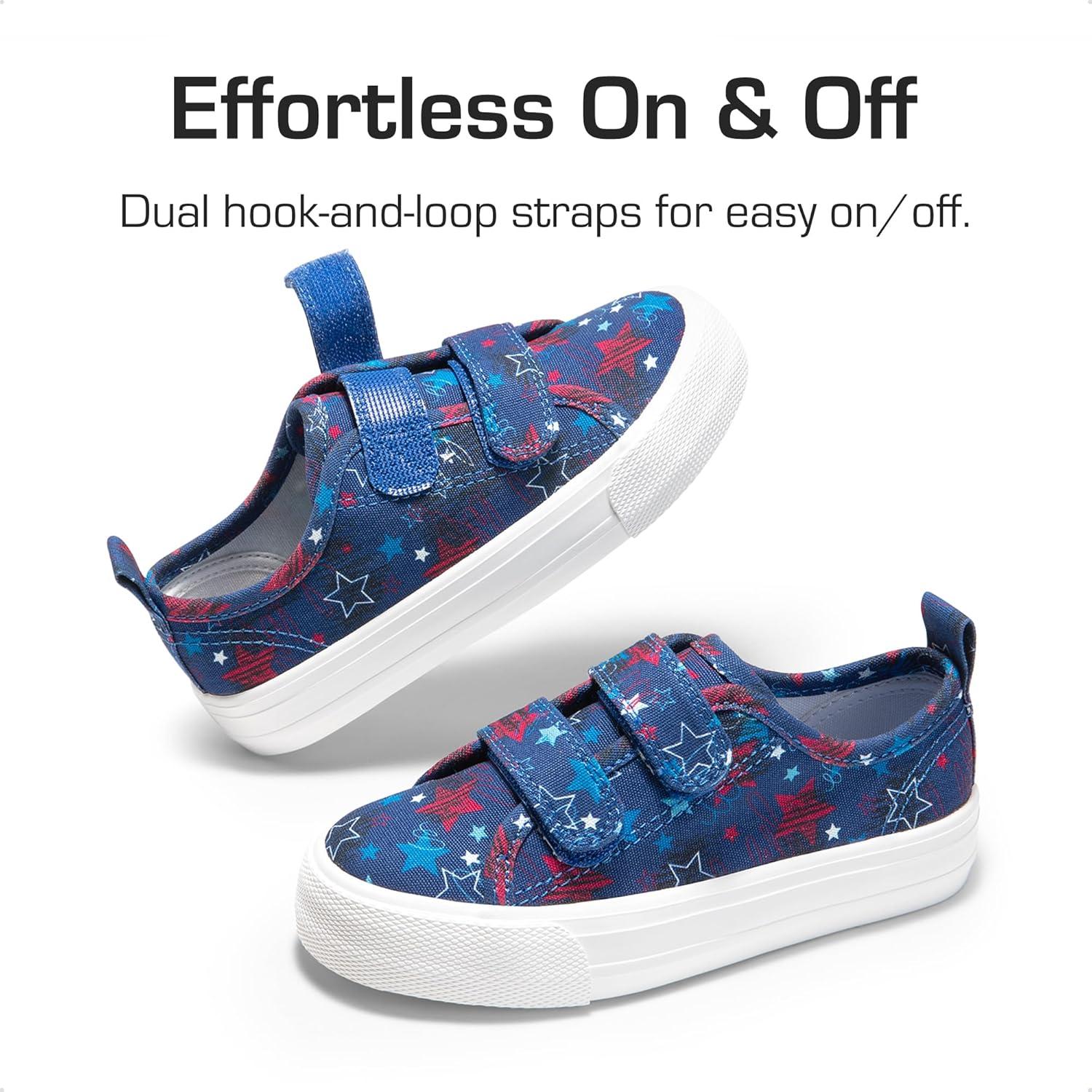 imageDREAM PAIRS Kid Toddler Sneakers Boys Girls Canvas with Cartoon Dual Hook and Loops for School WalkingNavyStar