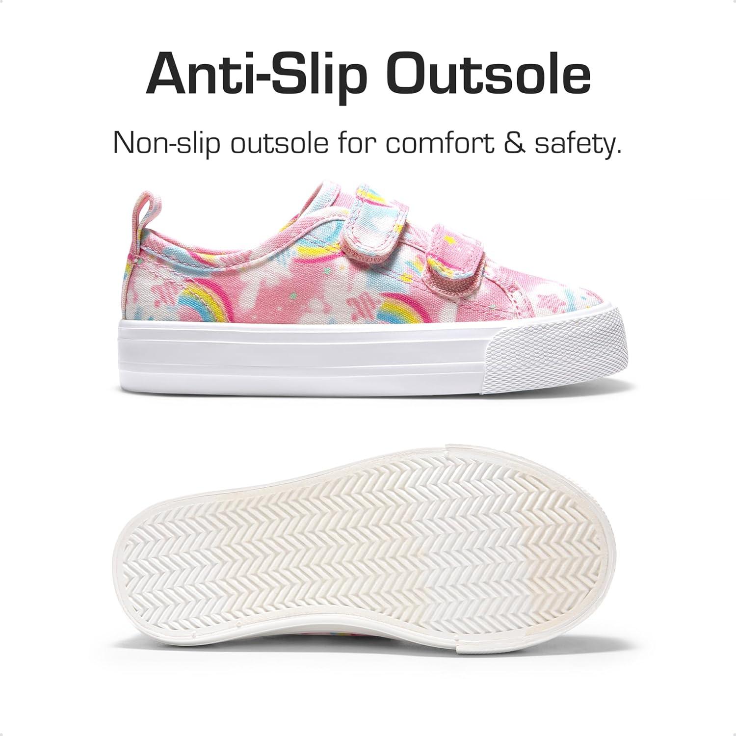 imageDREAM PAIRS Kid Toddler Sneakers Boys Girls Canvas with Cartoon Dual Hook and Loops for School WalkingRainbow