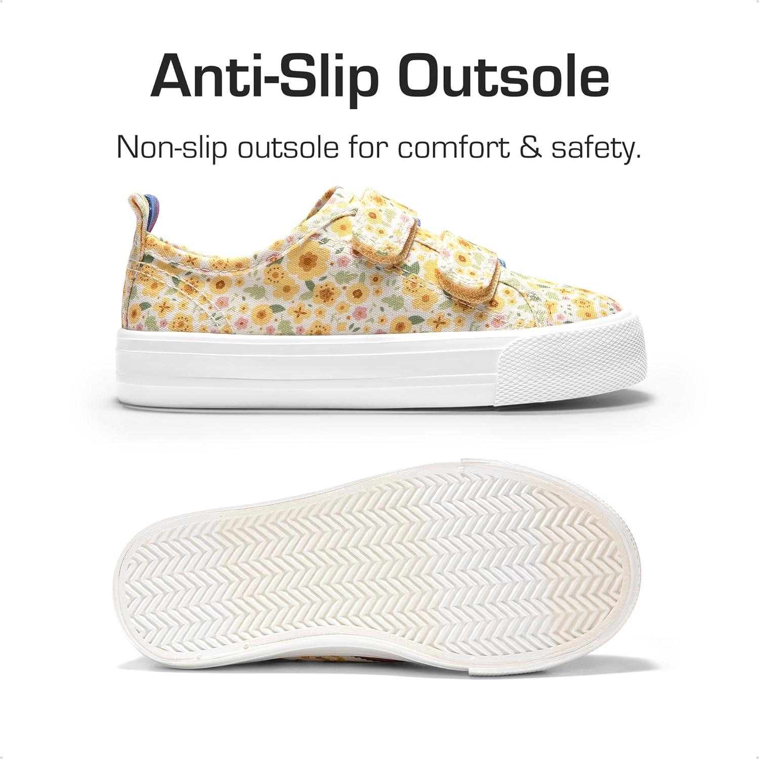 imageDREAM PAIRS Kid Toddler Sneakers Boys Girls Canvas with Cartoon Dual Hook and Loops for School WalkingYellowFlower