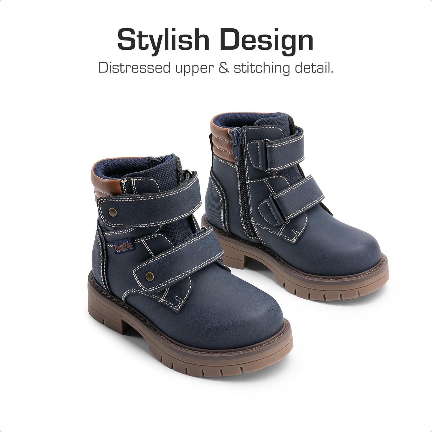 imageDREAM PAIRS Kids Ankle Boots Boys Girls Fashion Booties with Hook and Loop ToddlerLittle KidNavy
