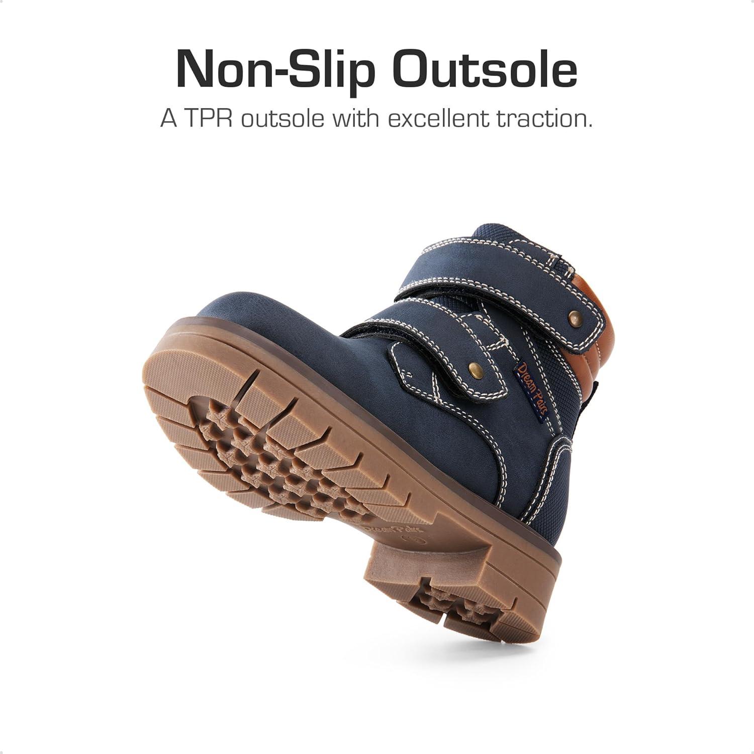 imageDREAM PAIRS Kids Ankle Boots Boys Girls Fashion Booties with Hook and Loop ToddlerLittle KidNavy