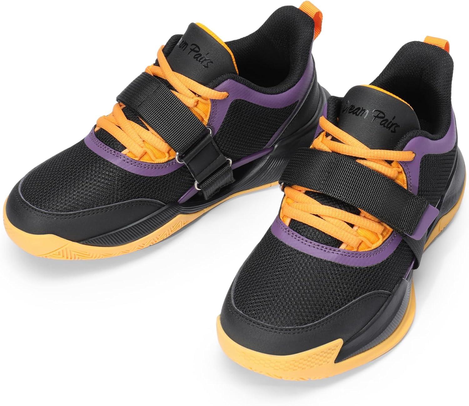 imageDREAM PAIRS Kids Basketball Shoes Boys Girls Lowtop Sneakers Durable Sports Shoes Laceup Breathable School Trainers for Little Big Kids YouthSize 3 Little KidBlackGoldPurpleSDBS2401K