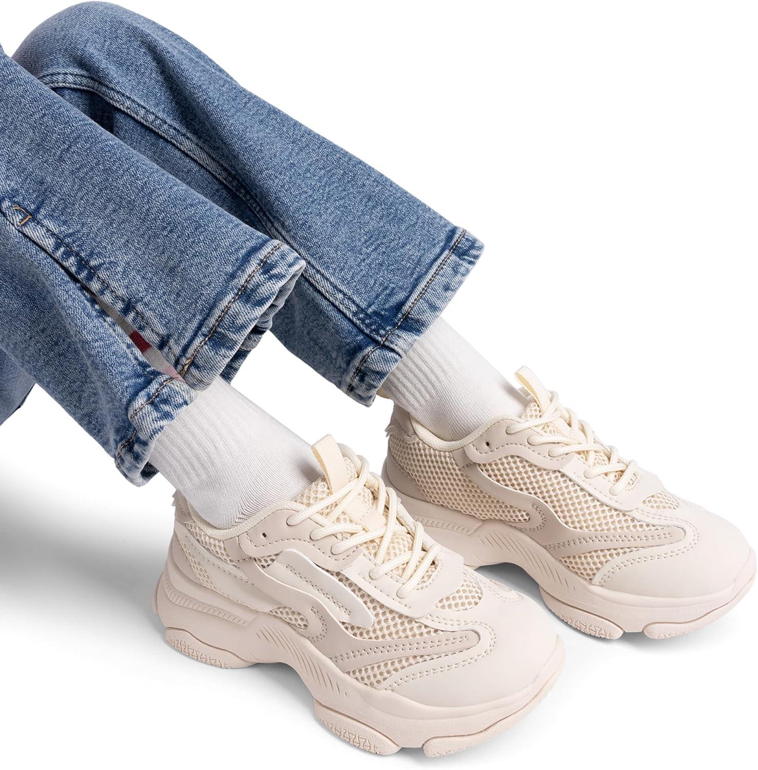 imageDREAM PAIRS Kids Girls Sneakers Jelly Sole Lace up Shoes Lightweight Walking Shoes for Girls BoysBeige