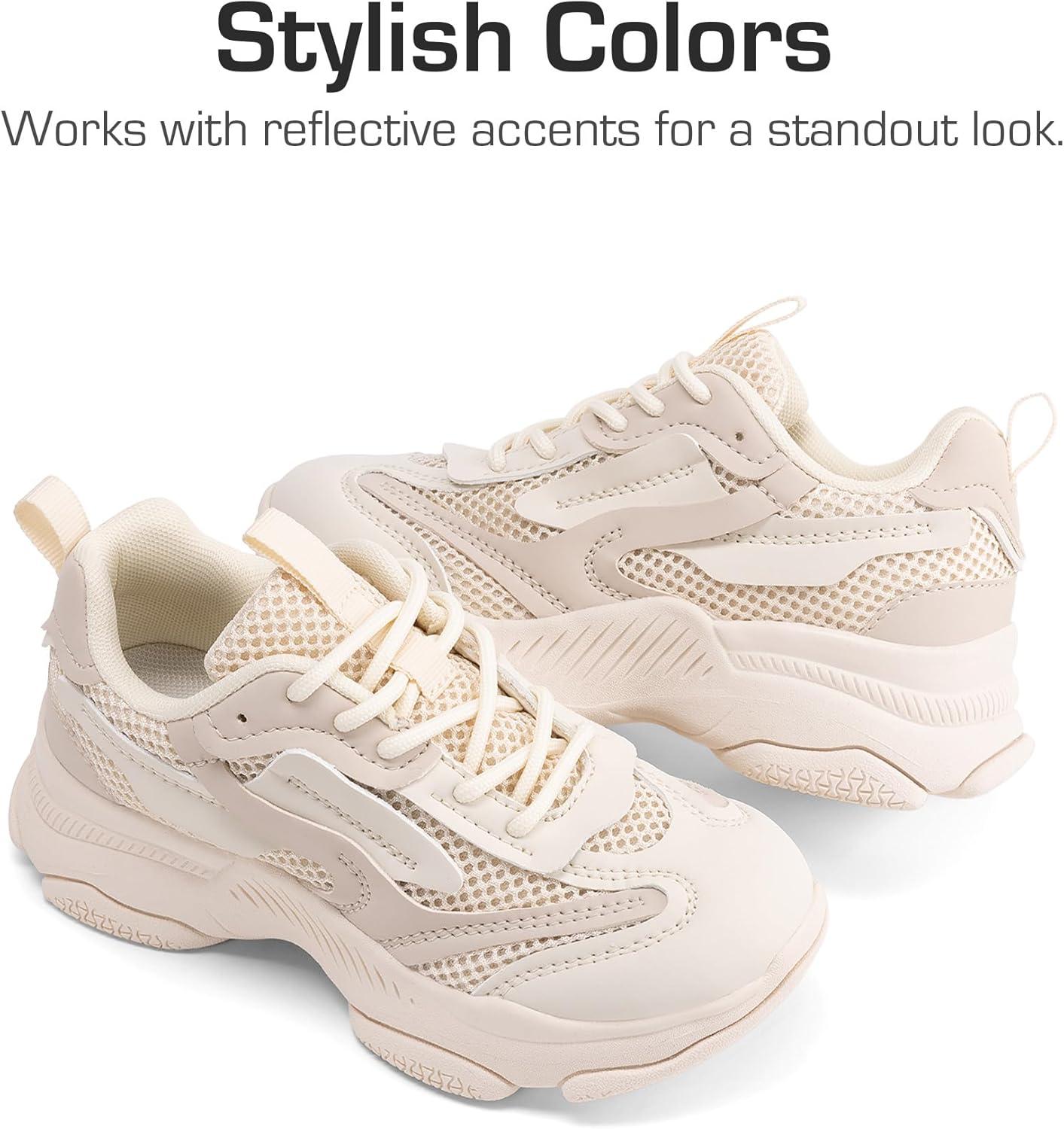 imageDREAM PAIRS Kids Girls Sneakers Jelly Sole Lace up Shoes Lightweight Walking Shoes for Girls BoysBeige