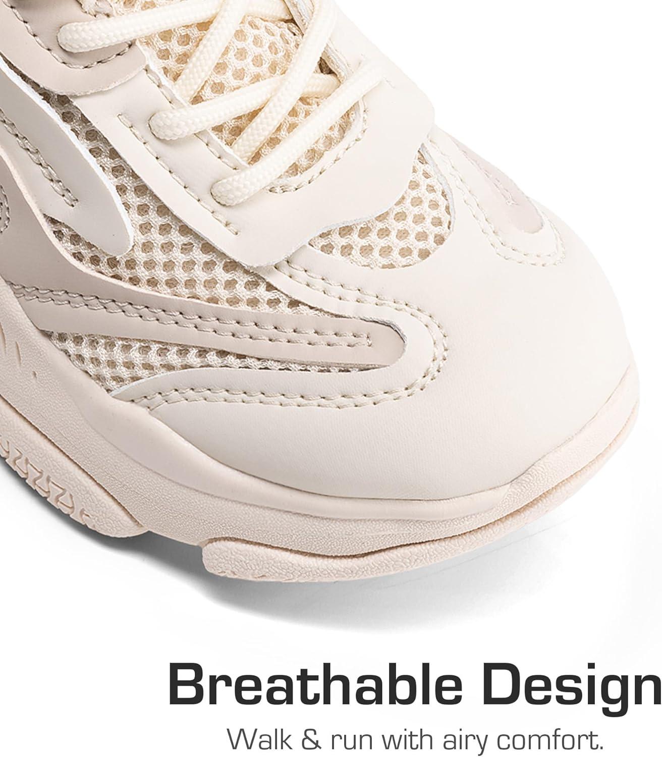 imageDREAM PAIRS Kids Girls Sneakers Jelly Sole Lace up Shoes Lightweight Walking Shoes for Girls BoysBeige