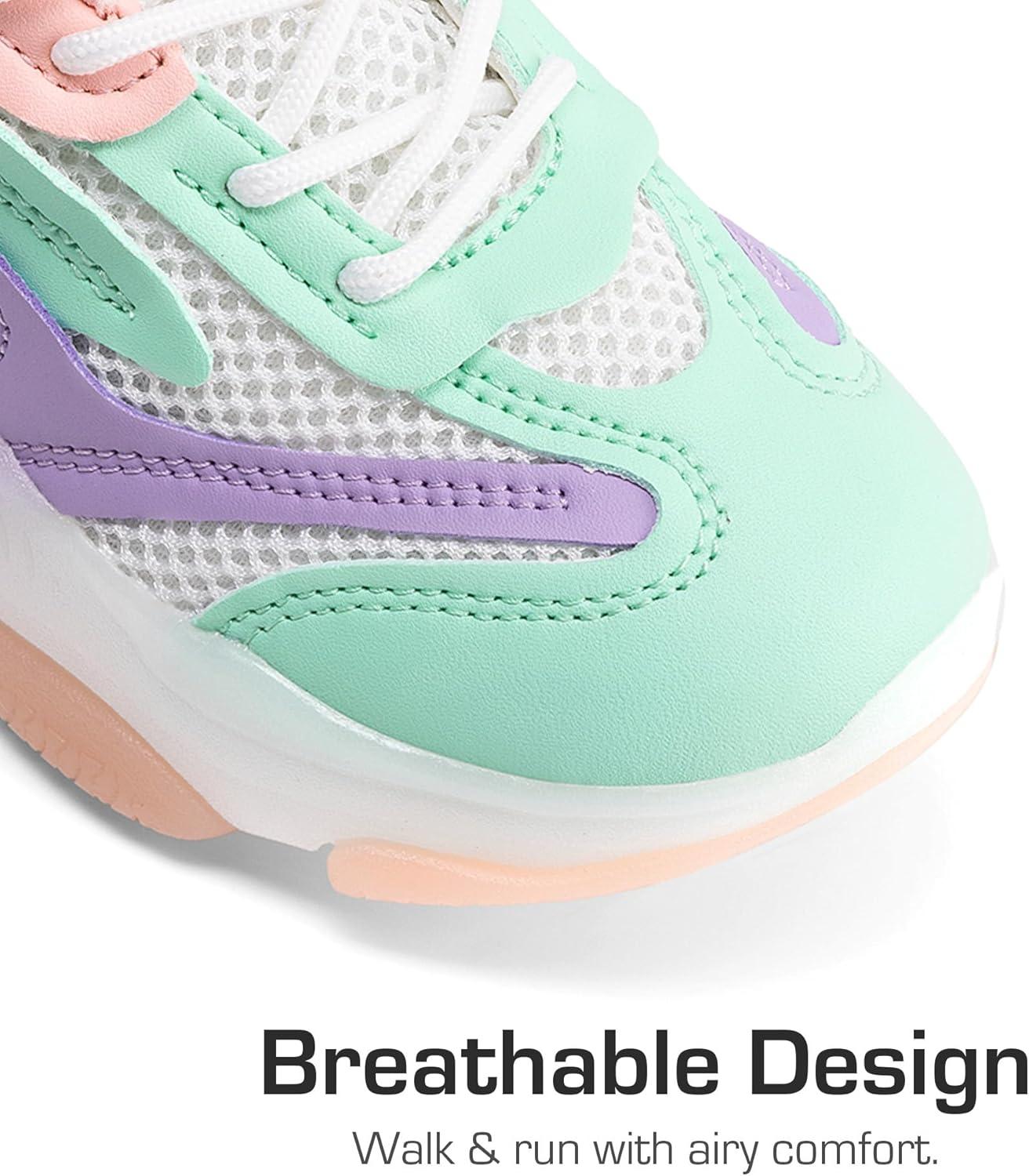 imageDREAM PAIRS Kids Girls Sneakers Jelly Sole Lace up Shoes Lightweight Walking Shoes for Girls BoysMulti