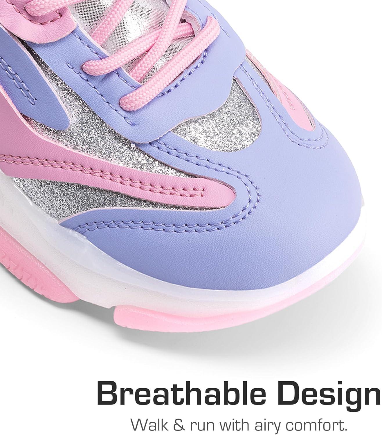 imageDREAM PAIRS Kids Girls Sneakers Jelly Sole Lace up Shoes Lightweight Walking Shoes for Girls BoysPurplePink