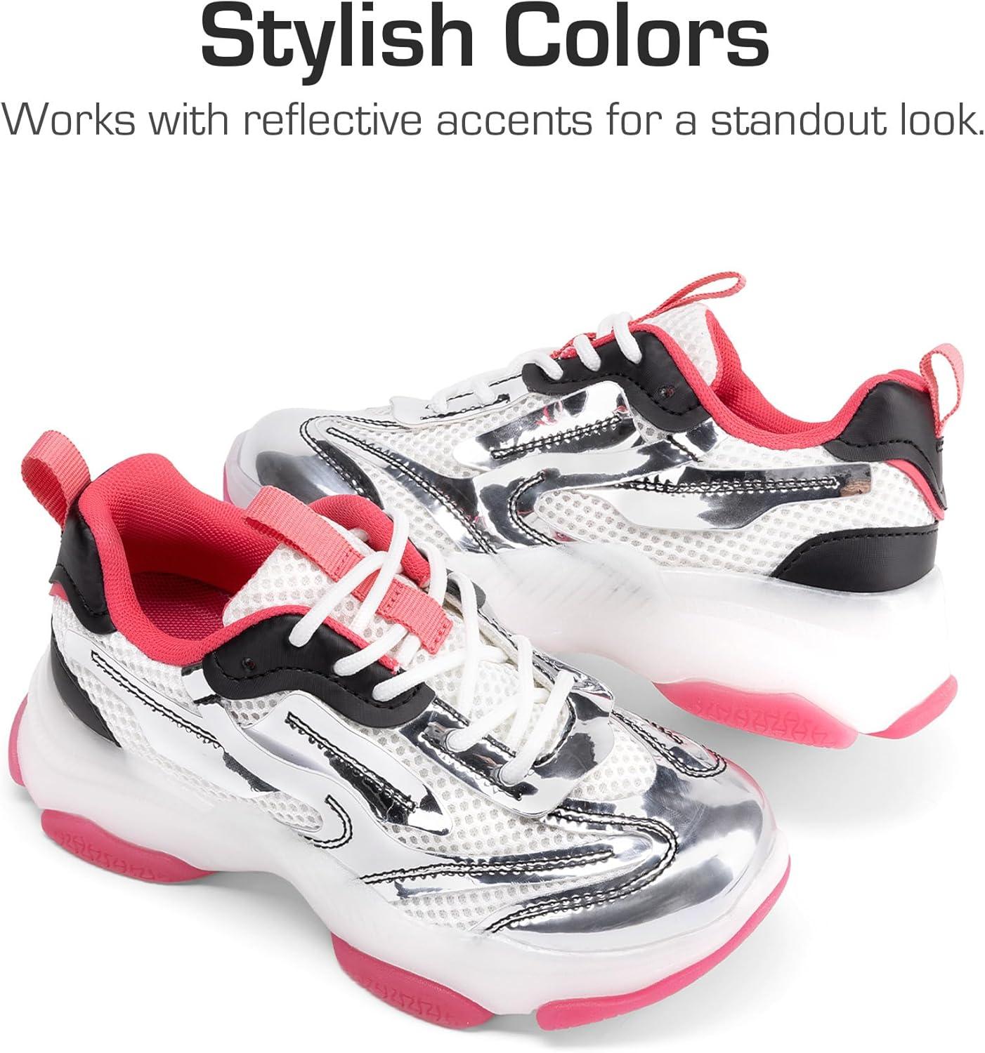 imageDREAM PAIRS Kids Girls Sneakers Jelly Sole Lace up Shoes Lightweight Walking Shoes for Girls BoysSilverHot Pink