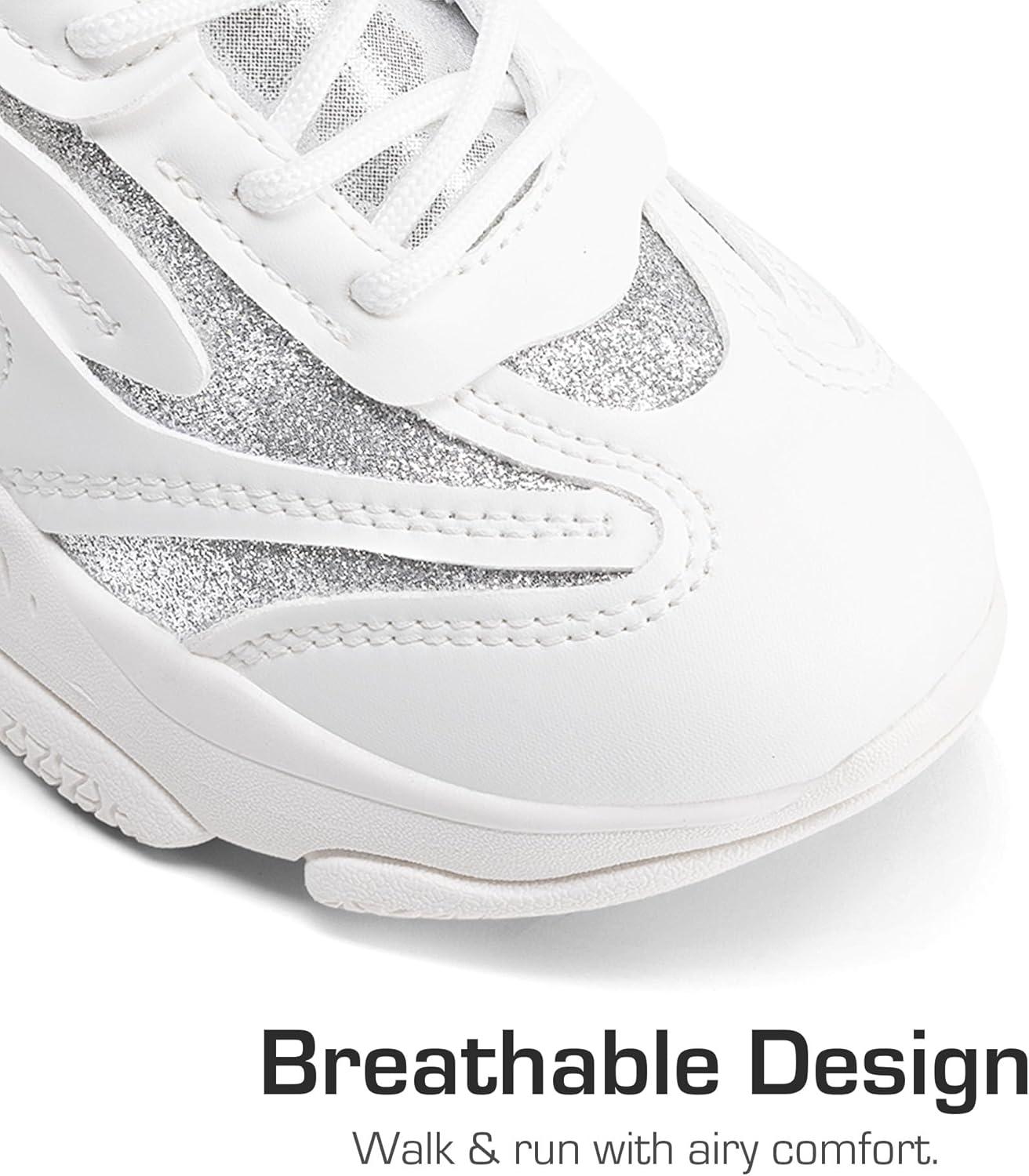 imageDREAM PAIRS Kids Girls Sneakers Jelly Sole Lace up Shoes Lightweight Walking Shoes for Girls BoysWhiteSilver