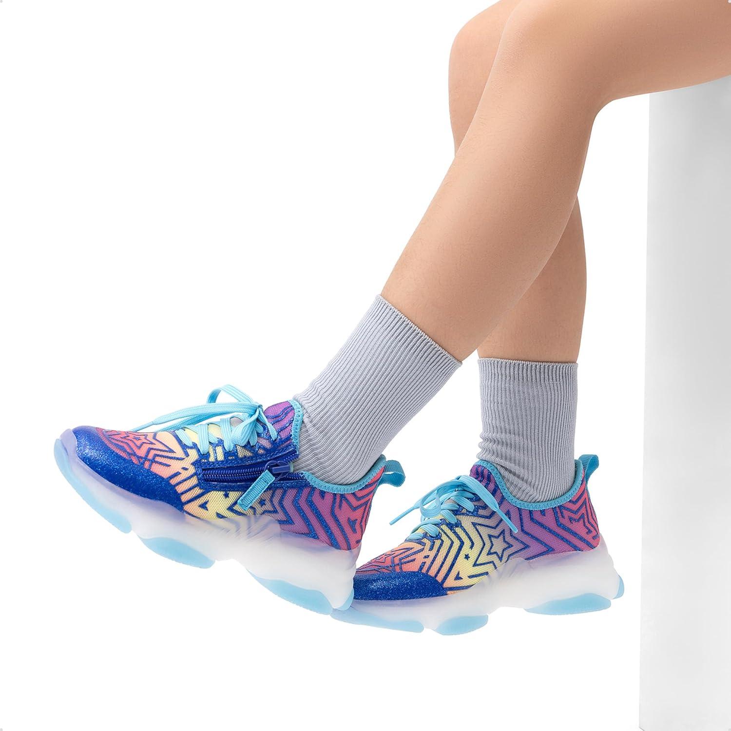 imageDREAM PAIRS Kids Girls Sneakers Zipper Casual Shoes Jelly Sole Sports Shoes Lightweight Walking ShoesBlue