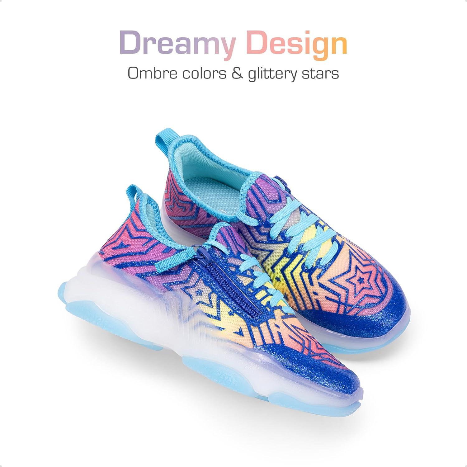 imageDREAM PAIRS Kids Girls Sneakers Zipper Casual Shoes Jelly Sole Sports Shoes Lightweight Walking ShoesBlue