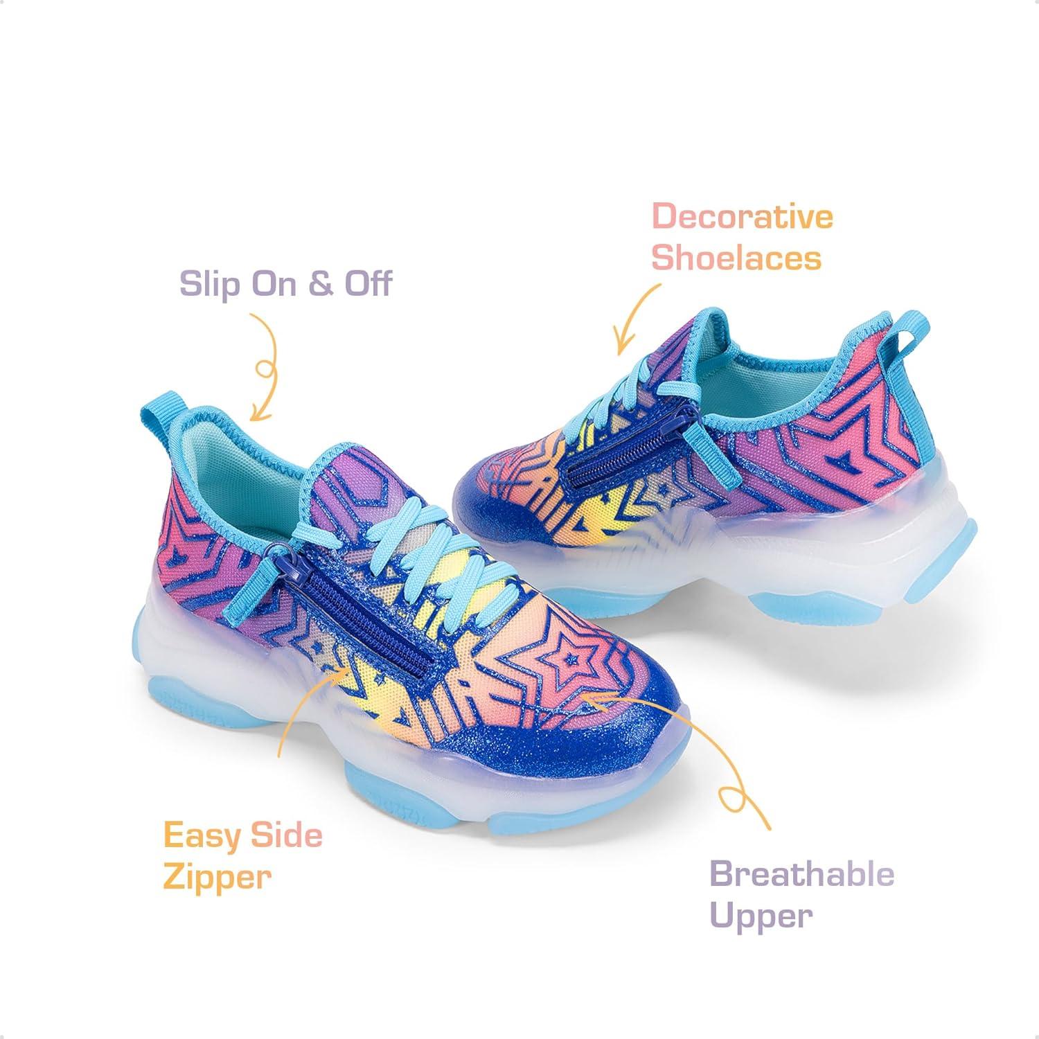 imageDREAM PAIRS Kids Girls Sneakers Zipper Casual Shoes Jelly Sole Sports Shoes Lightweight Walking ShoesBlue