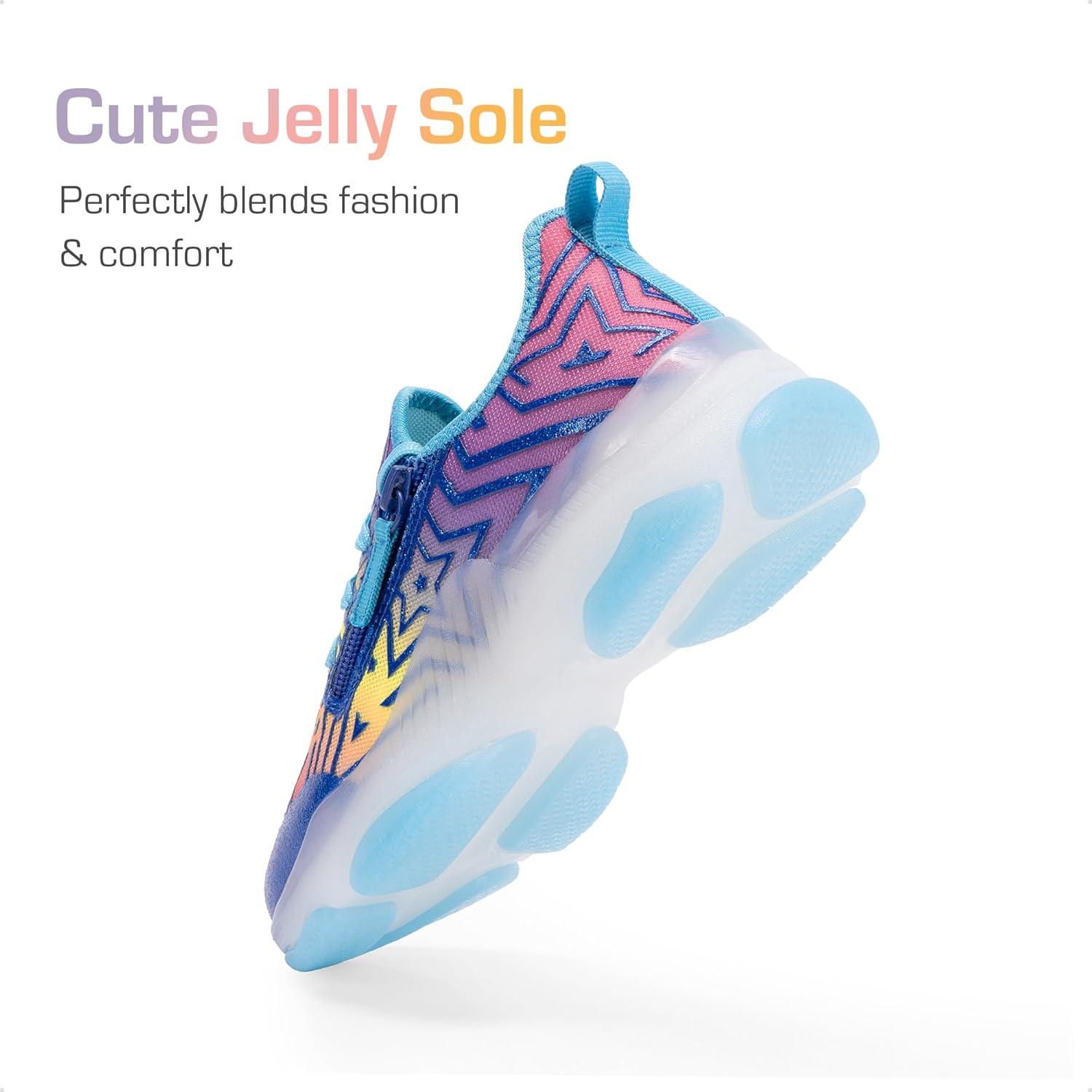 imageDREAM PAIRS Kids Girls Sneakers Zipper Casual Shoes Jelly Sole Sports Shoes Lightweight Walking ShoesBlue