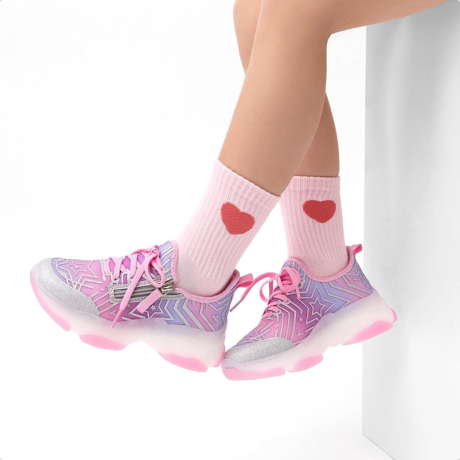 imageDREAM PAIRS Kids Girls Sneakers Zipper Casual Shoes Jelly Sole Sports Shoes Lightweight Walking ShoesPink