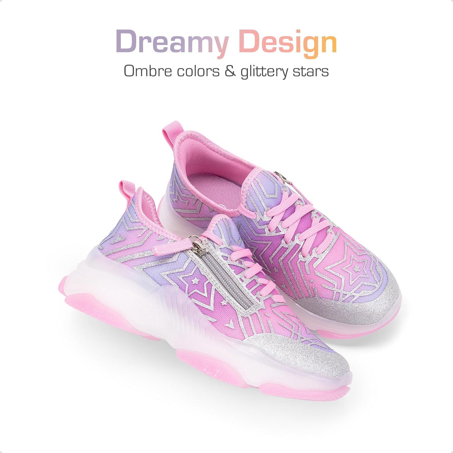 imageDREAM PAIRS Kids Girls Sneakers Zipper Casual Shoes Jelly Sole Sports Shoes Lightweight Walking ShoesPink