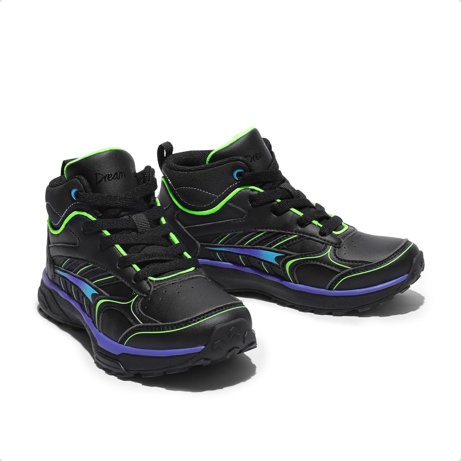 imageDREAM PAIRS Kids Shoes Hiking Boots Boys Girls HighTop Shoes Outdoors DuraPlay LaceUp Lightweight Hiking SneakersBlackBlueGreen