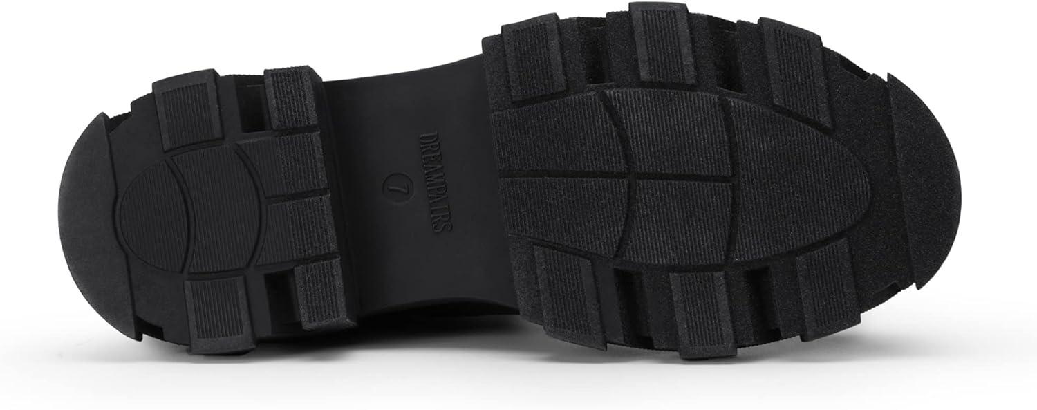 imageDREAM PAIRS Knee High Boots Women Fashion Combat Boots Chunky Platform Lace Up Lug Sole Boots For WomenBlackKnitting