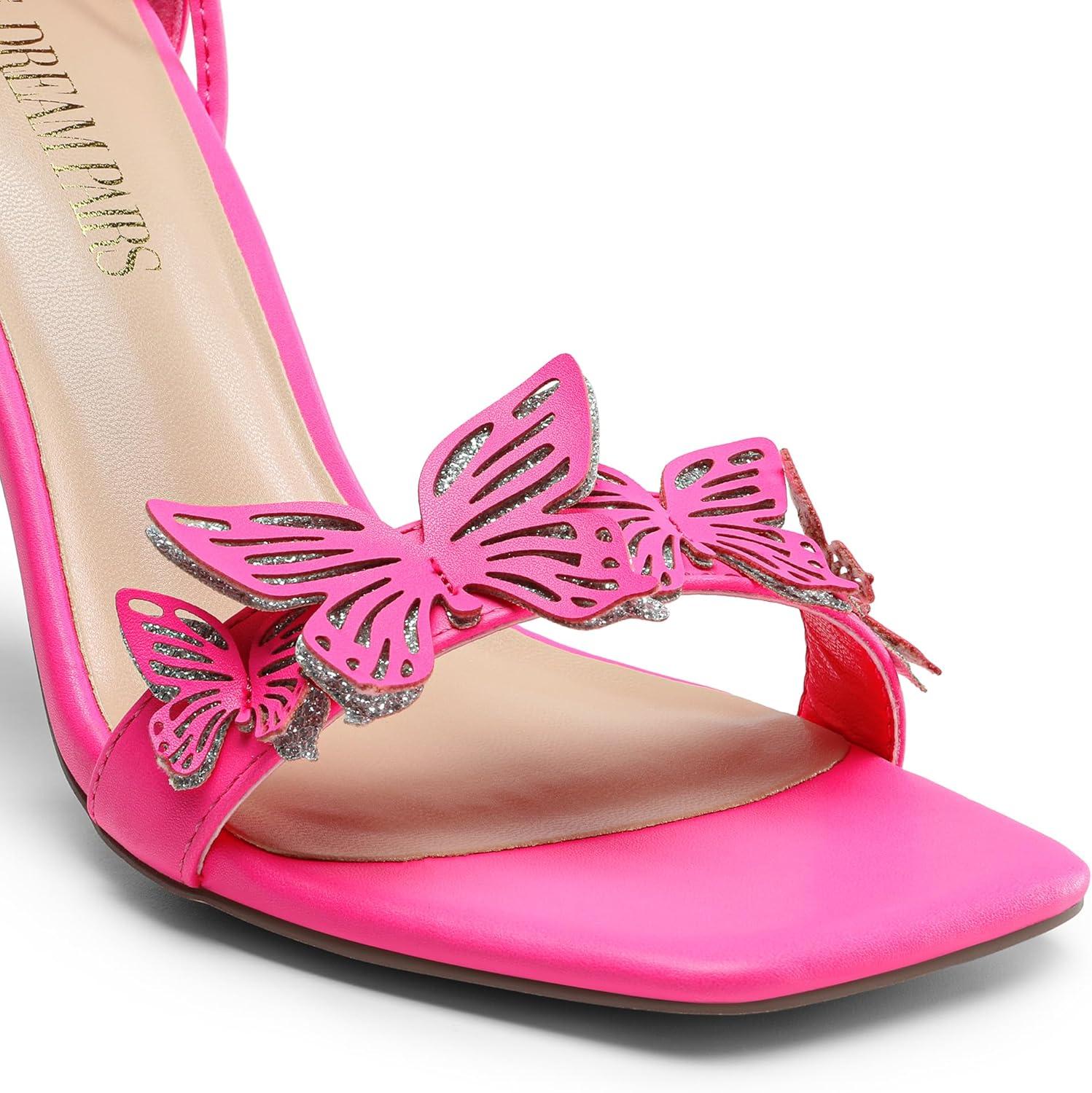 imageDREAM PAIRS Lace Up High Shoes Stilletos Sandals for Women Strappy Gladiator Open Square Toe Fashion Dressy Sandals Wedding Bridal Pumps Sandals ShoesHot Pinkpu