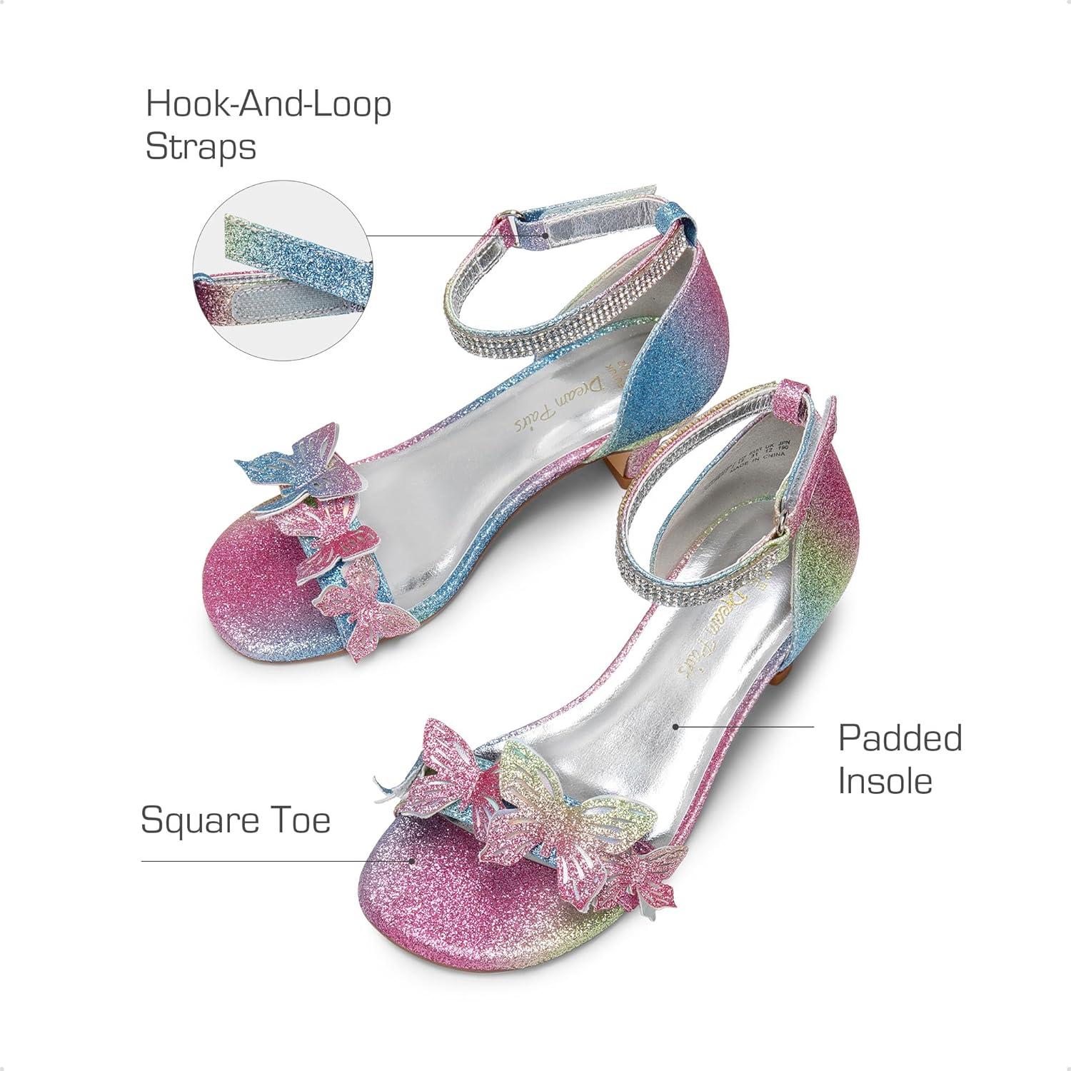 imageDREAM PAIRS Lace Up Low Heel Sandals for Girls Ankle Strap Dress Pump Strappy Gladiator Wedding Party Shoes for Little KidBig KidRainbow