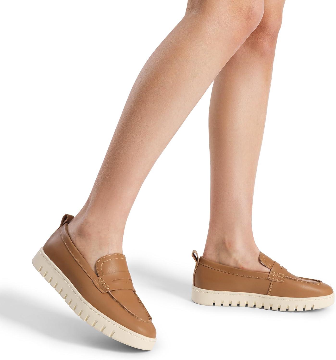 imageDREAM PAIRS Loafers for Women Casual Comfortable Slip On Business Work Loafer Shoes with Arch SupportBrownpu