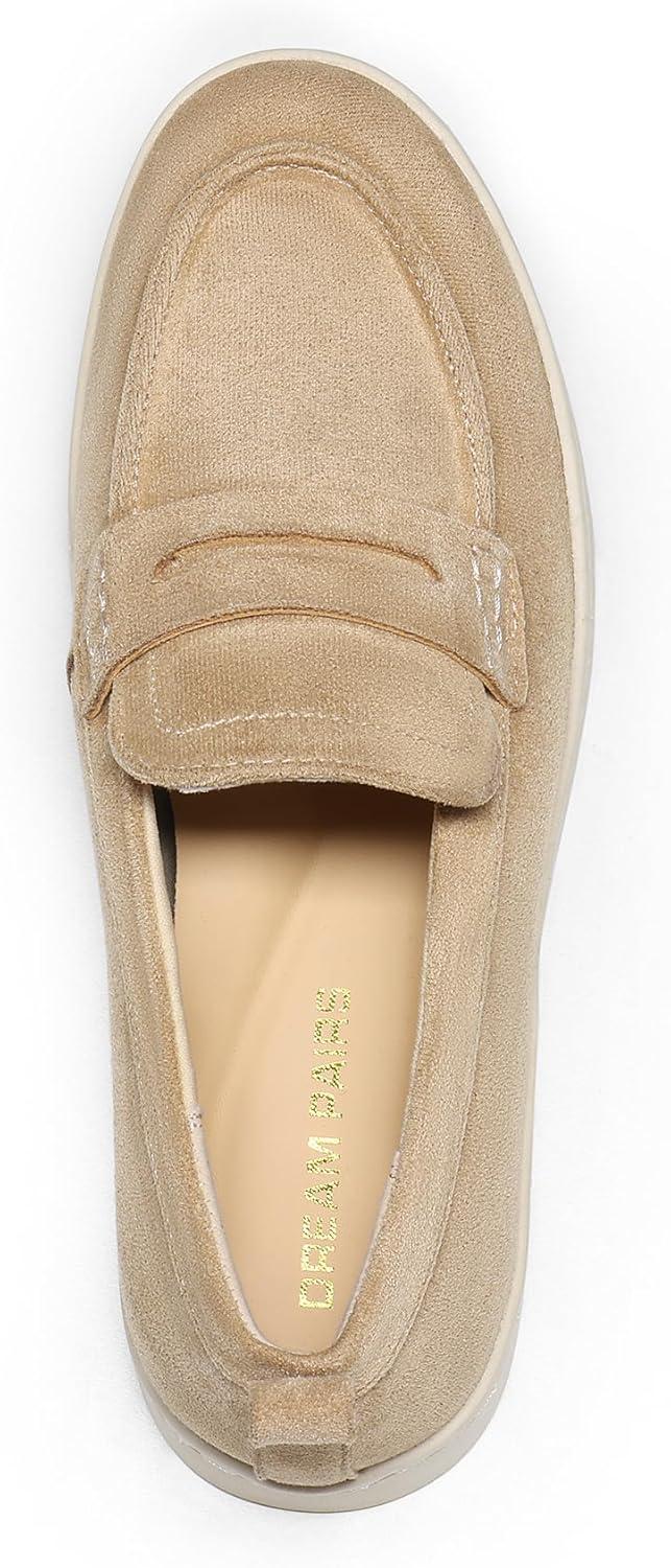 imageDREAM PAIRS Loafers for Women Casual Comfortable Slip On Business Work Loafer Shoes with Arch SupportNudesuede