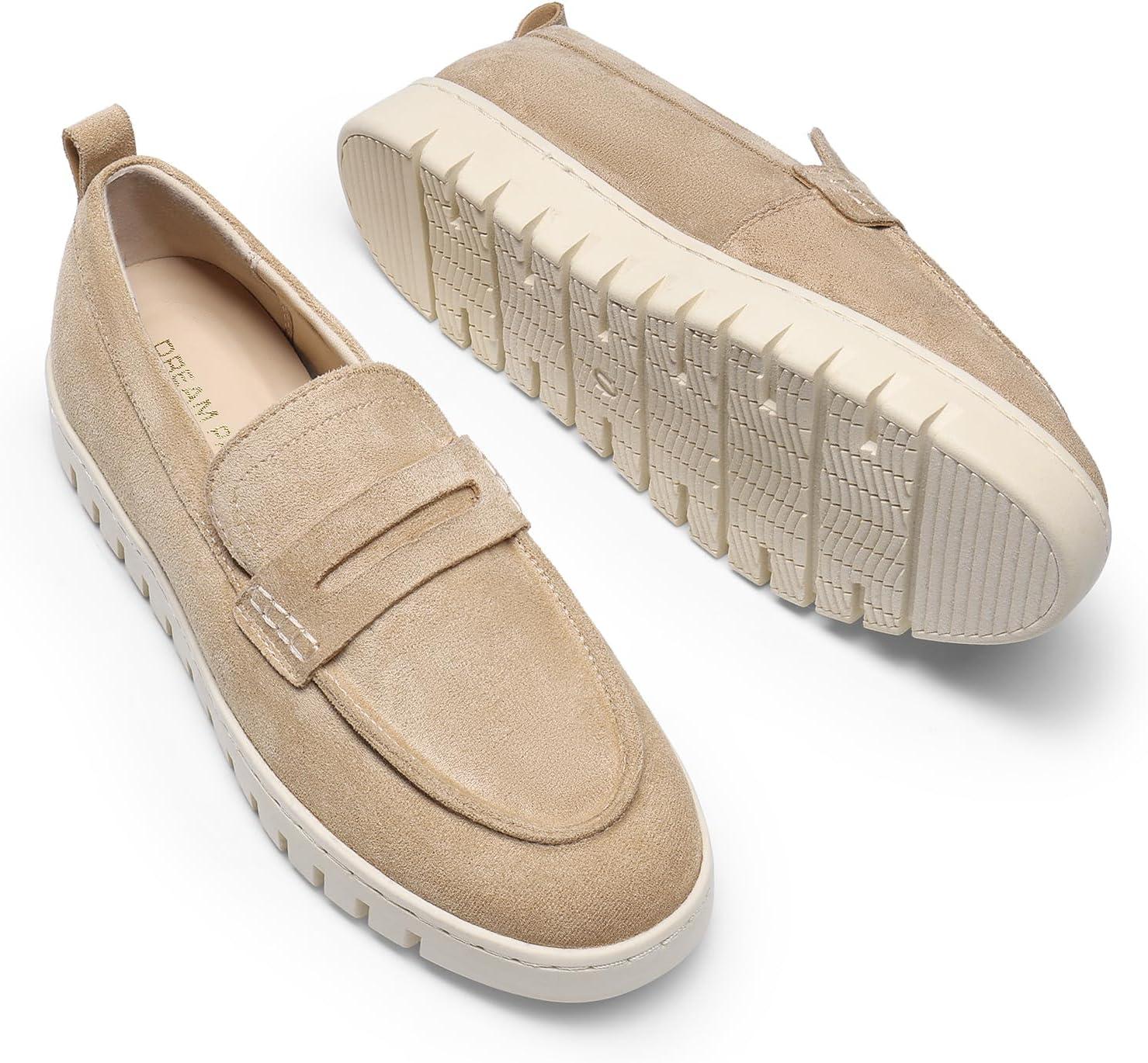 imageDREAM PAIRS Loafers for Women Casual Comfortable Slip On Business Work Loafer Shoes with Arch SupportNudesuede