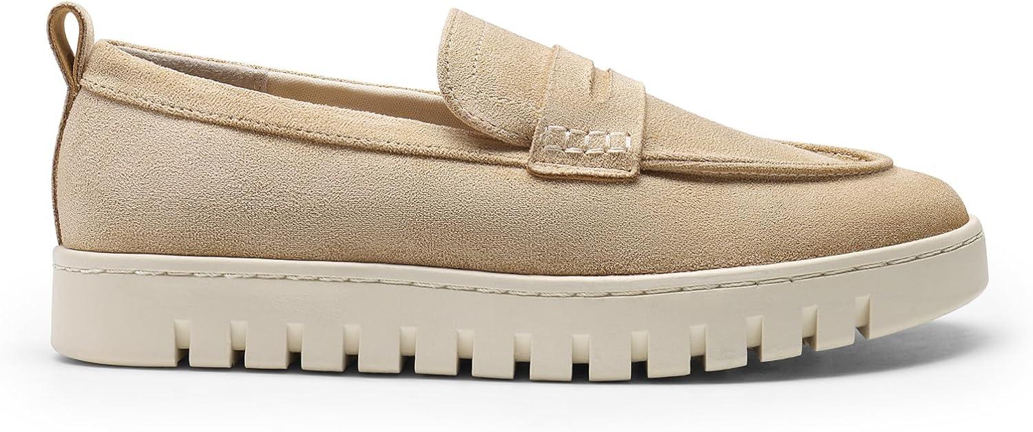 imageDREAM PAIRS Loafers for Women Casual Comfortable Slip On Business Work Loafer Shoes with Arch SupportNudesuede