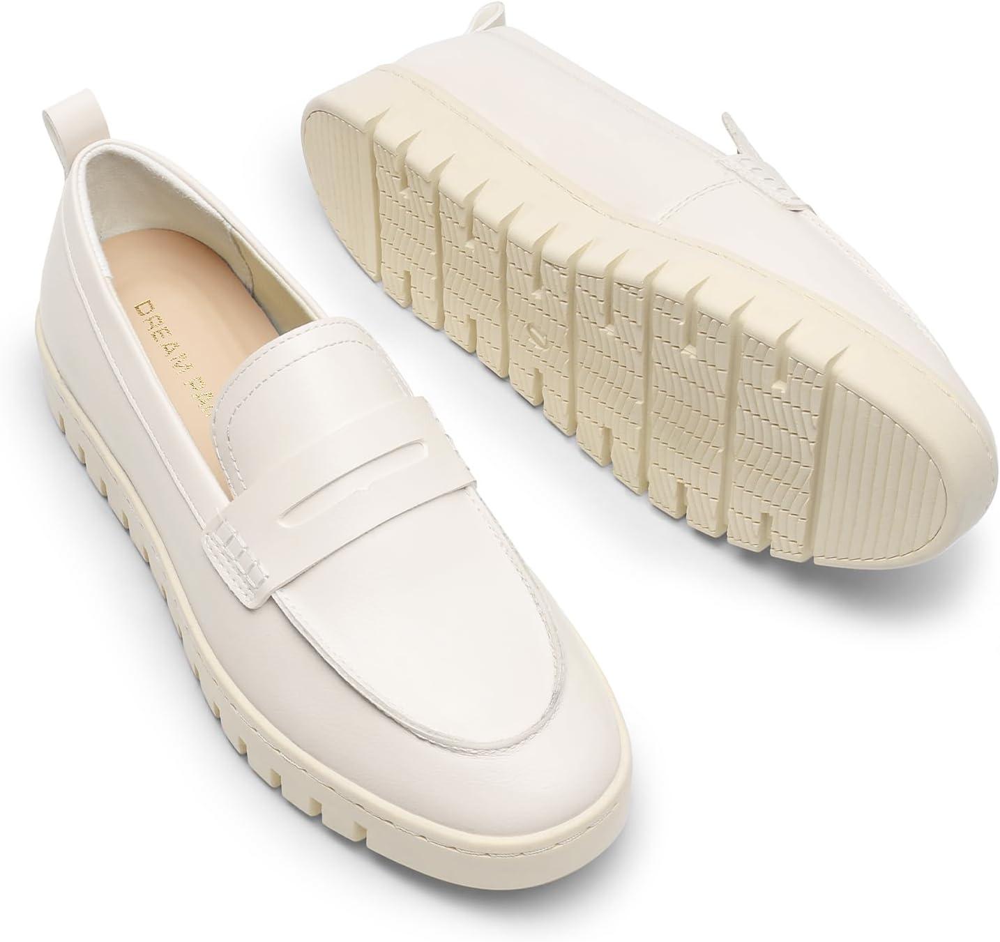 imageDREAM PAIRS Loafers for Women Casual Comfortable Slip On Business Work Loafer Shoes with Arch SupportWhitepu