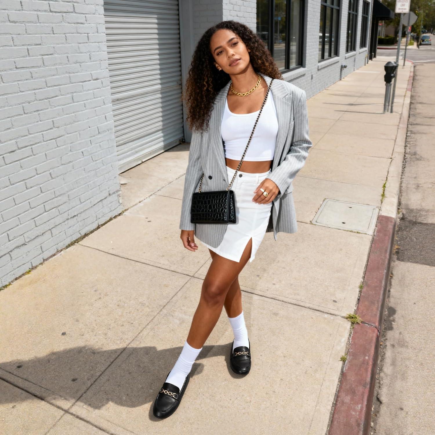 imageDREAM PAIRS Loafers for Women Casual Comfortable Slip On Flat Shoes Lightweight Leisure Work Shoes Comfort Walking ShoesBlackpu