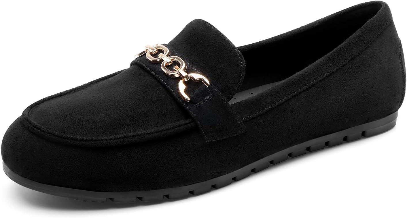 imageDREAM PAIRS Loafers for Women Casual Comfortable Slip On Flat Shoes Lightweight Leisure Work Shoes Comfort Walking ShoesBlacksuede