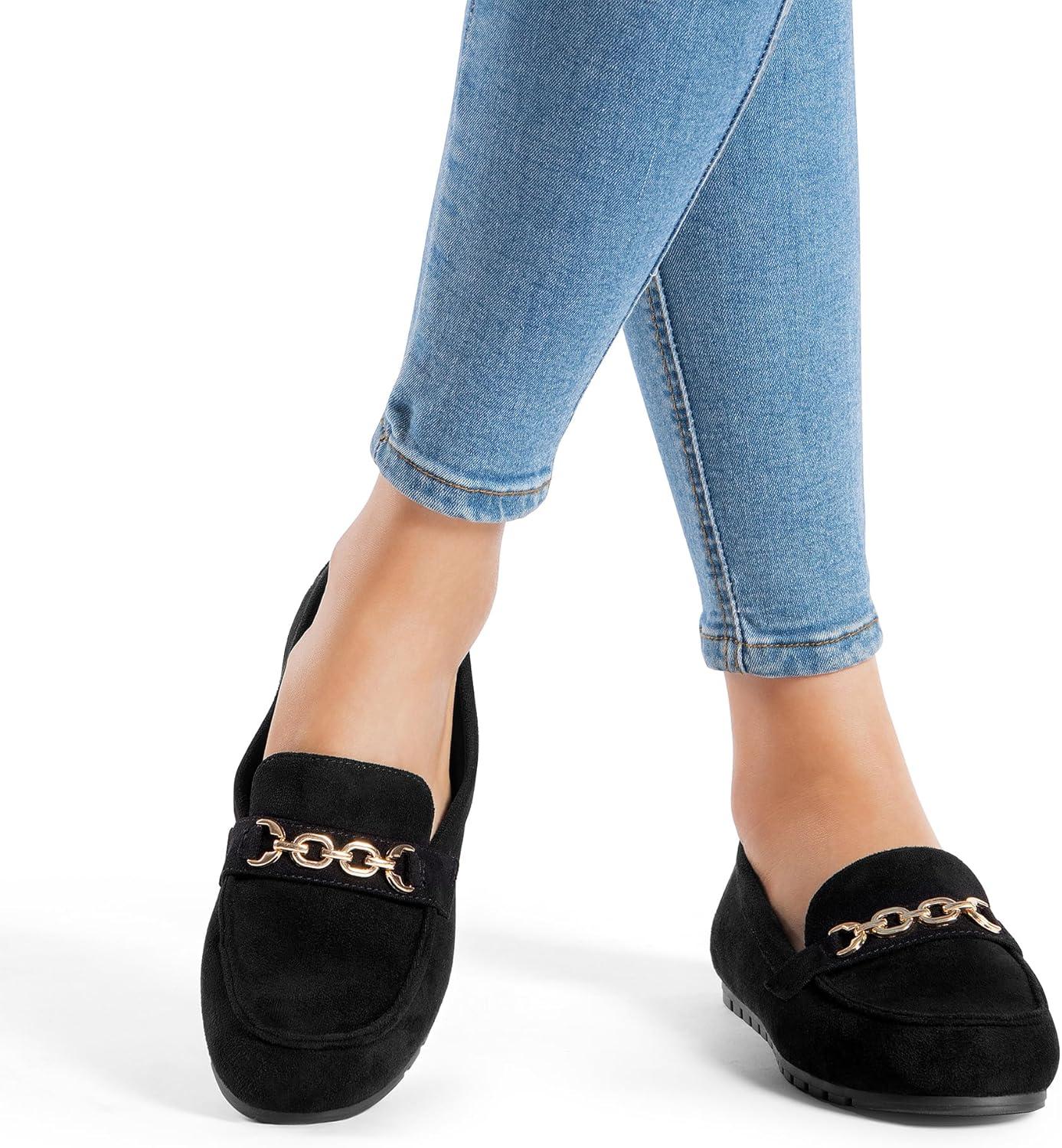 imageDREAM PAIRS Loafers for Women Casual Comfortable Slip On Flat Shoes Lightweight Leisure Work Shoes Comfort Walking ShoesBlacksuede