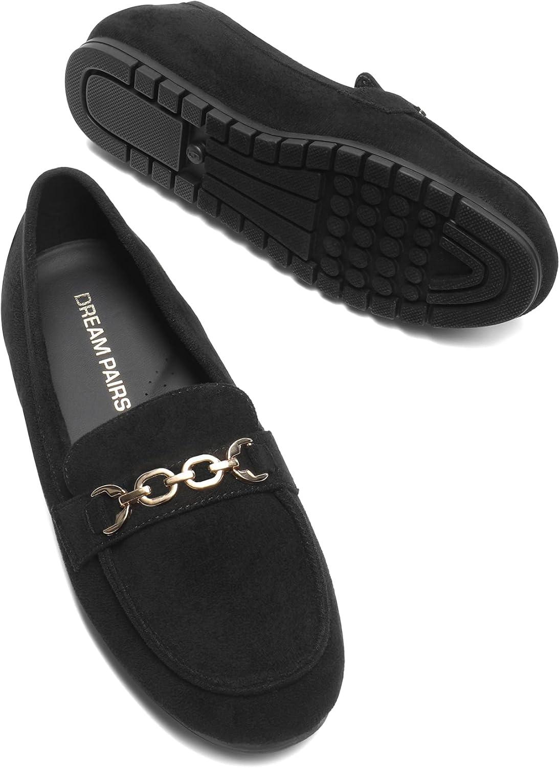 imageDREAM PAIRS Loafers for Women Casual Comfortable Slip On Flat Shoes Lightweight Leisure Work Shoes Comfort Walking ShoesBlacksuede