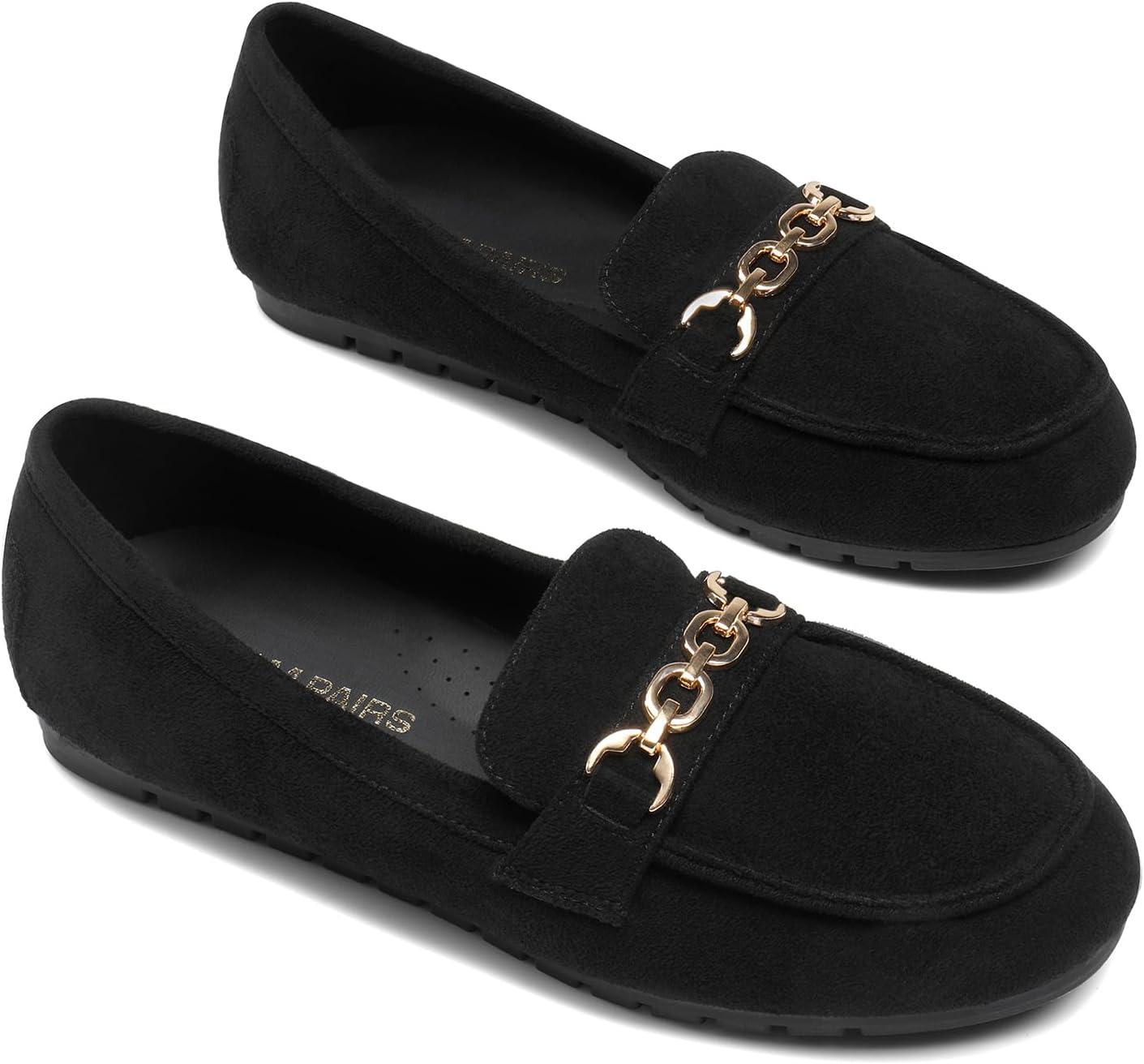 imageDREAM PAIRS Loafers for Women Casual Comfortable Slip On Flat Shoes Lightweight Leisure Work Shoes Comfort Walking ShoesBlacksuede