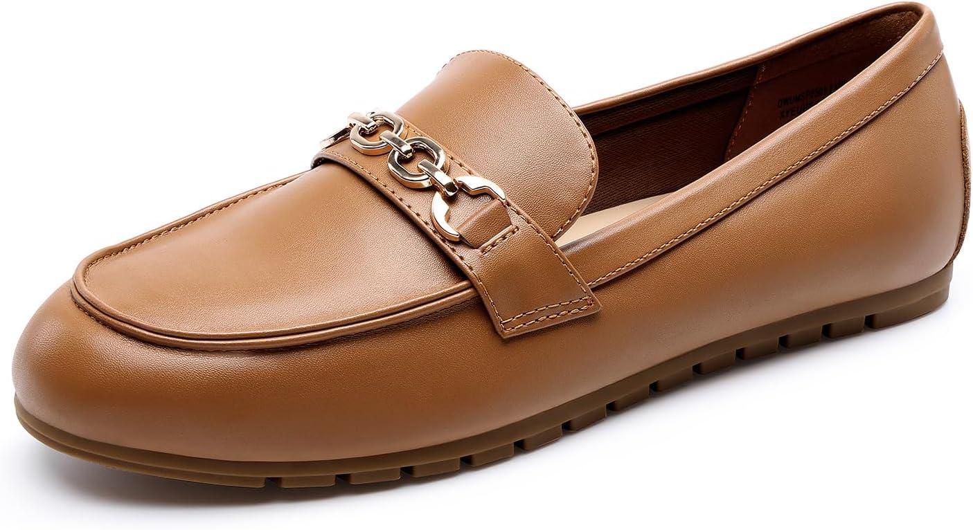 imageDREAM PAIRS Loafers for Women Casual Comfortable Slip On Flat Shoes Lightweight Leisure Work Shoes Comfort Walking ShoesBrownpu