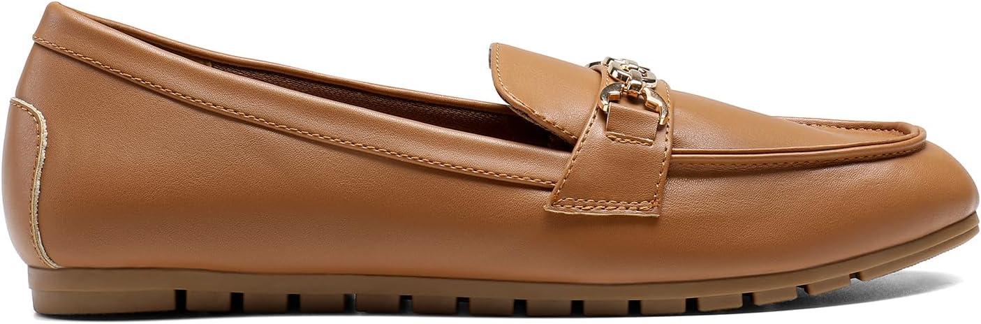 imageDREAM PAIRS Loafers for Women Casual Comfortable Slip On Flat Shoes Lightweight Leisure Work Shoes Comfort Walking ShoesBrownpu