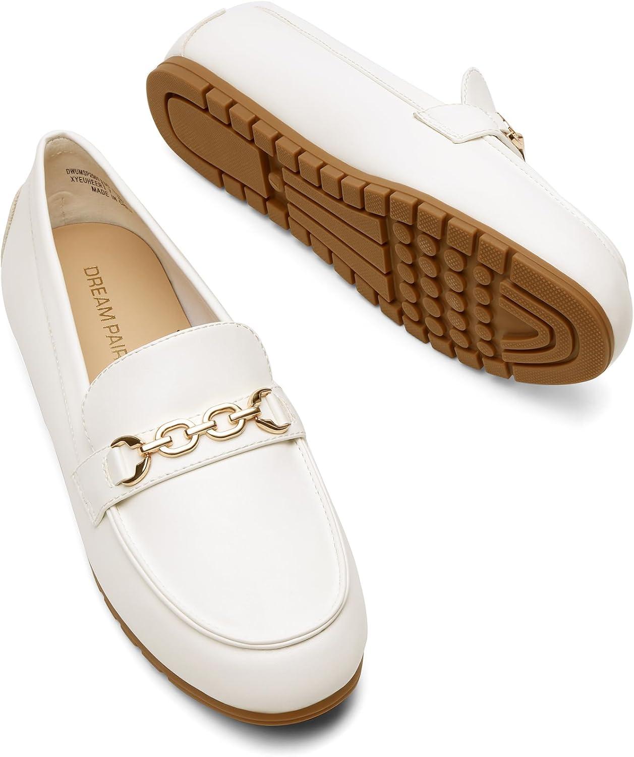 imageDREAM PAIRS Loafers for Women Casual Comfortable Slip On Flat Shoes Lightweight Leisure Work Shoes Comfort Walking ShoesWhite