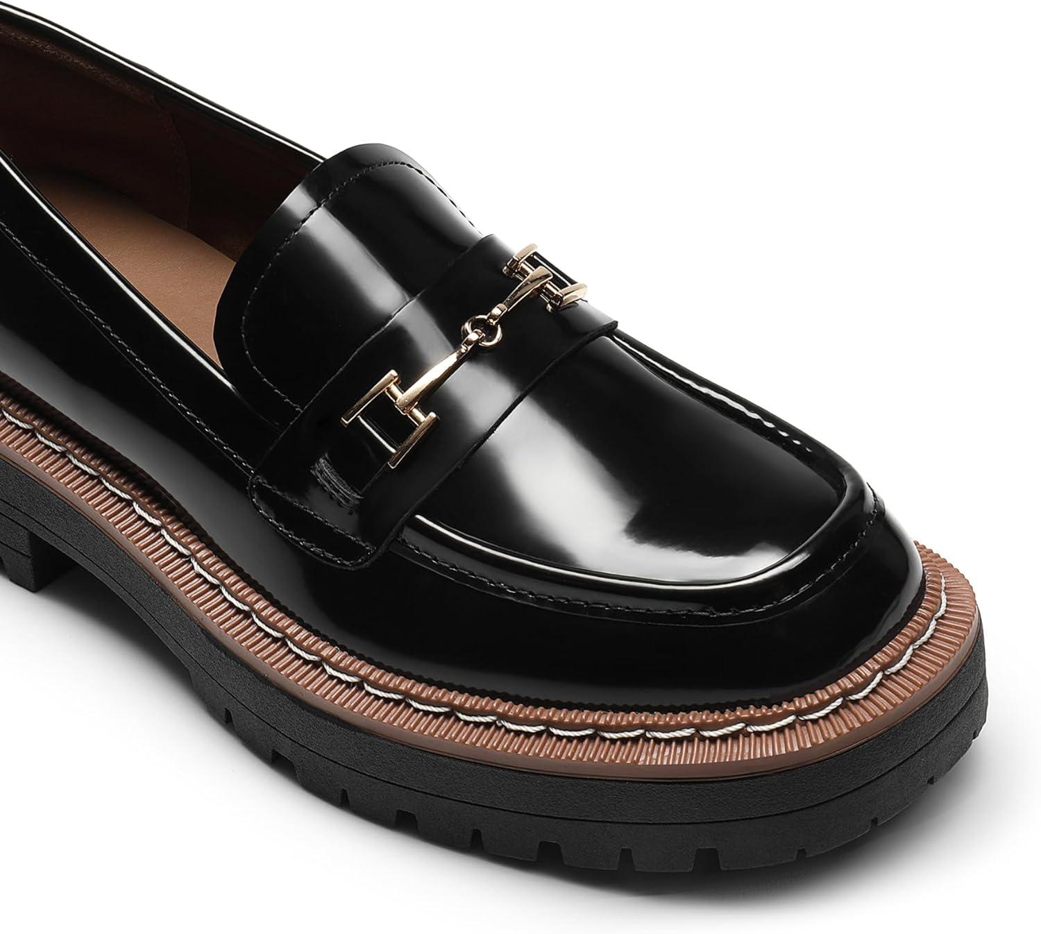 imageDREAM PAIRS Loafers for Women Platform Chunky Heel Slip On Loafers Business Office Casual Dressy Loafer ShoesBlackpatent