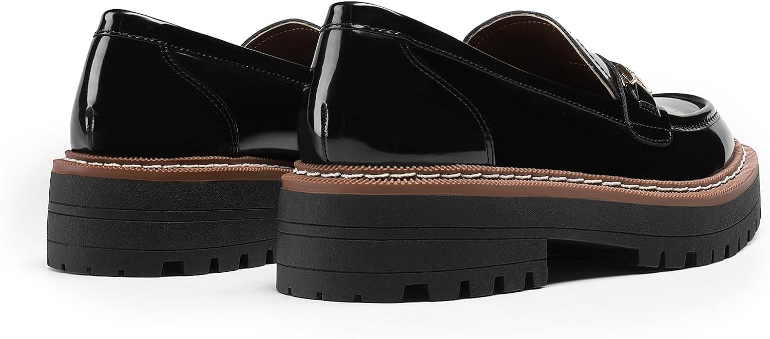 imageDREAM PAIRS Loafers for Women Platform Chunky Heel Slip On Loafers Business Office Casual Dressy Loafer ShoesBlackpatent