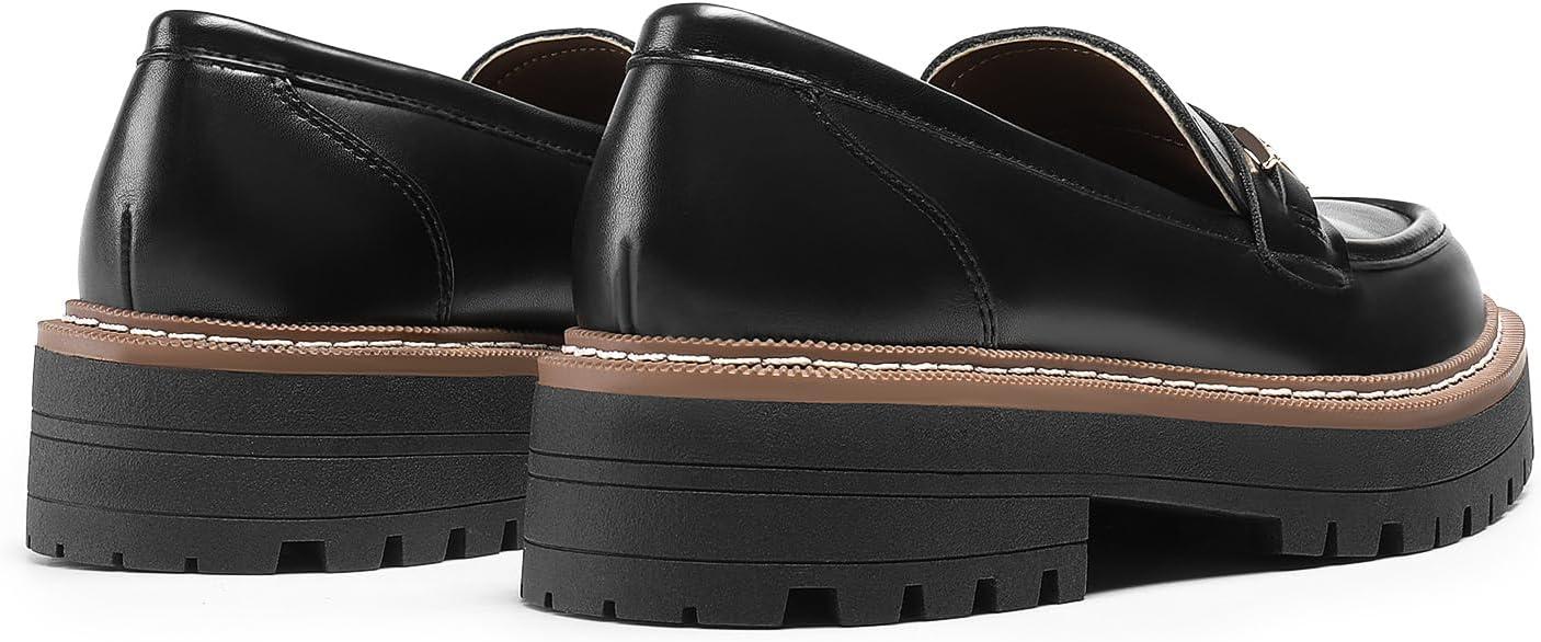 imageDREAM PAIRS Loafers for Women Platform Chunky Heel Slip On Loafers Business Office Casual Dressy Loafer ShoesBlackpu