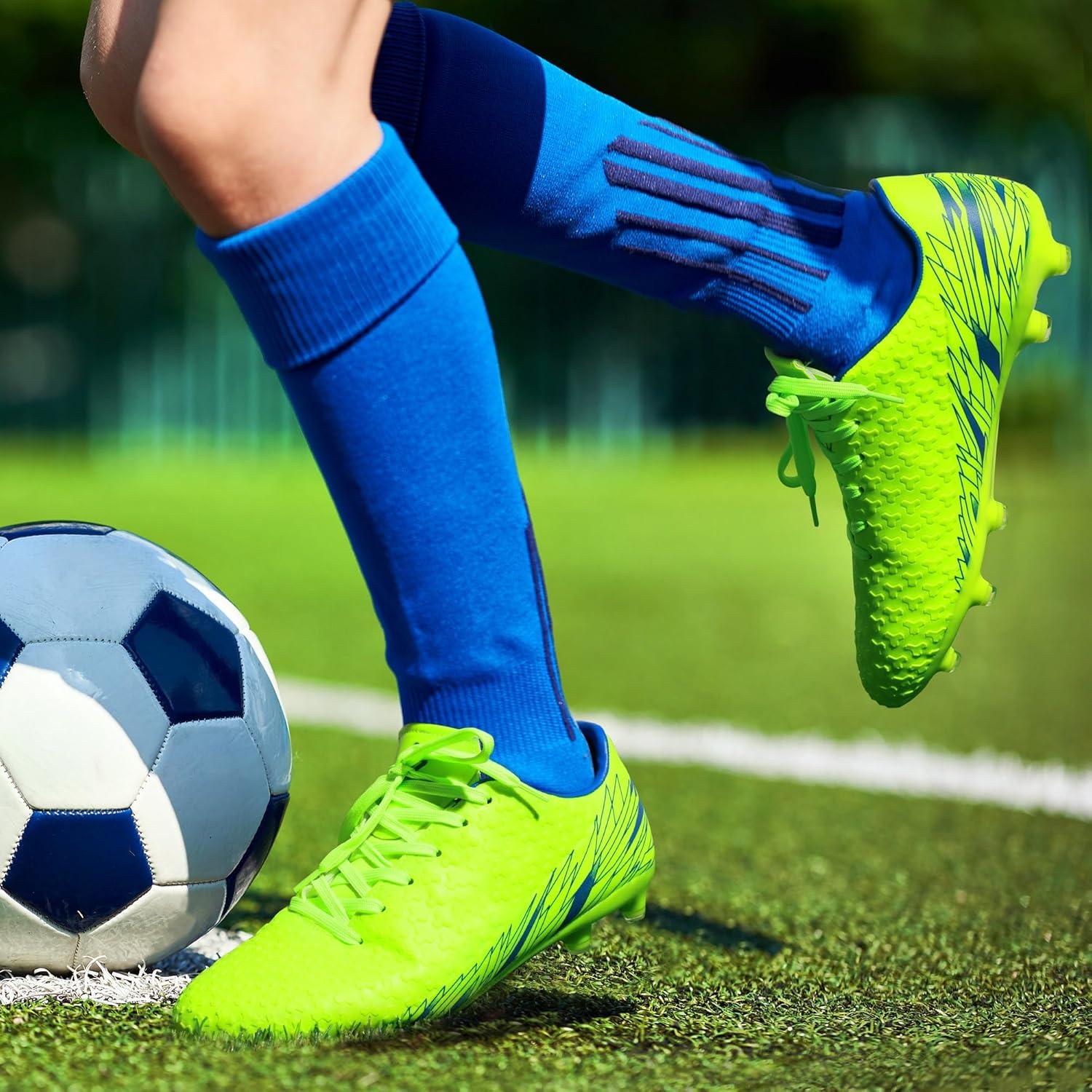 imageDREAM PAIRS Mens Firm Ground Soccer Cleats ShoesNeonGreenRoyal