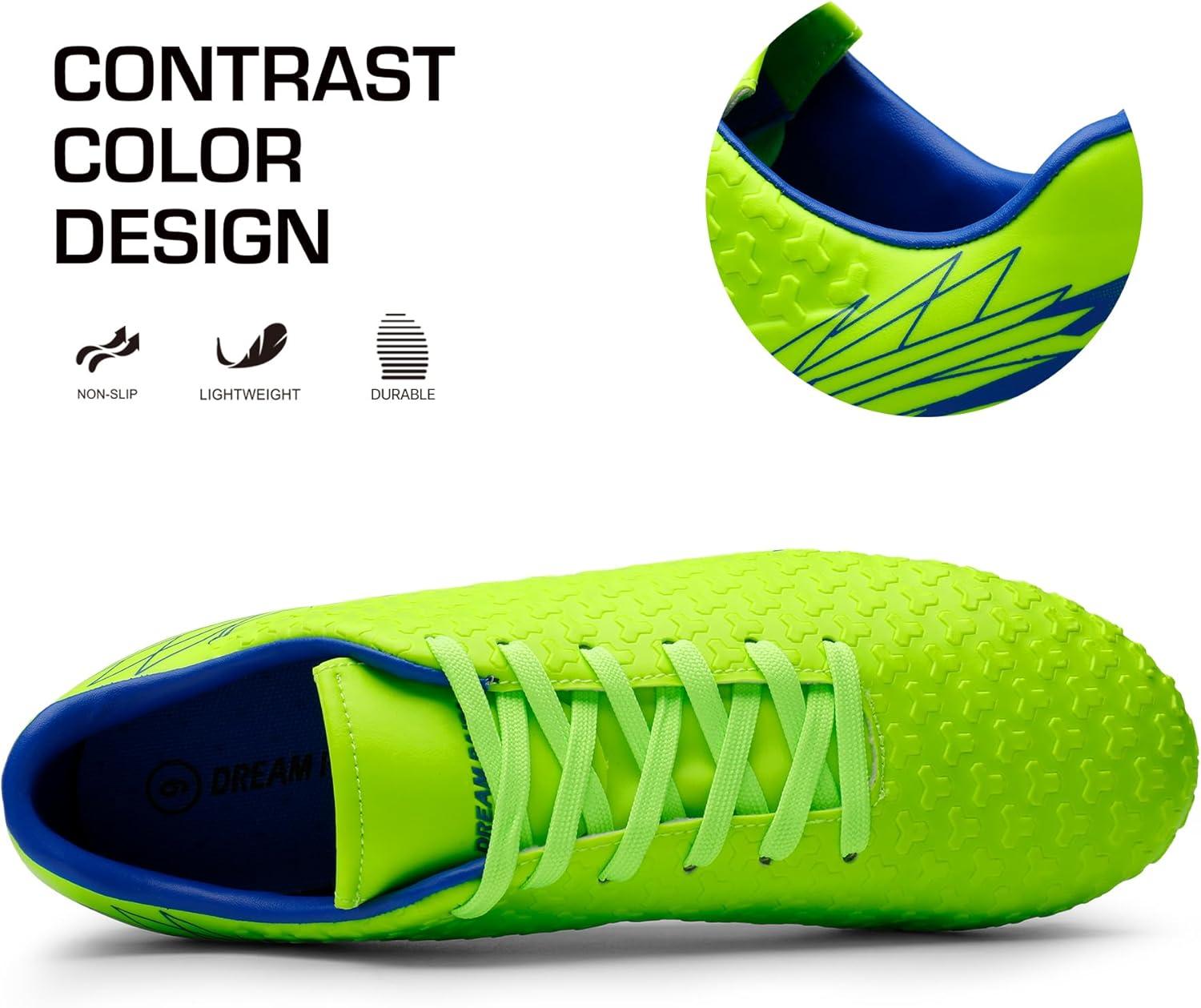 imageDREAM PAIRS Mens Firm Ground Soccer Cleats ShoesNeonGreenRoyal