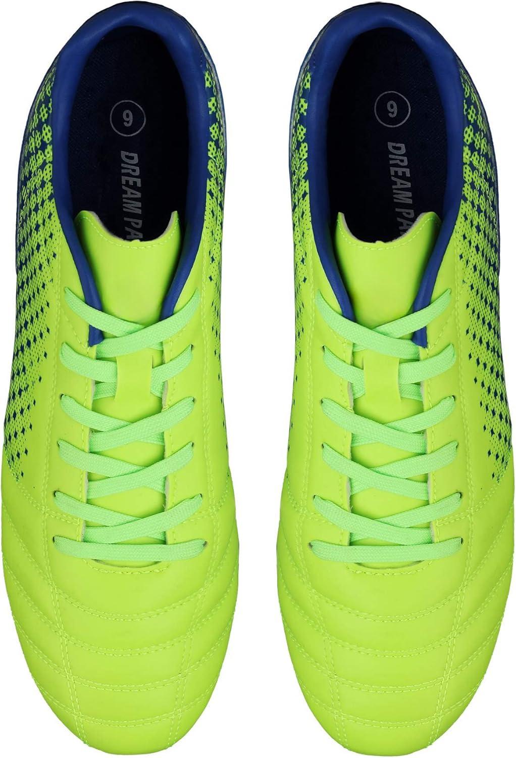 imageDREAM PAIRS Mens Firm Ground Soccer Cleats Soccer ShoesNeonGreenRoyal